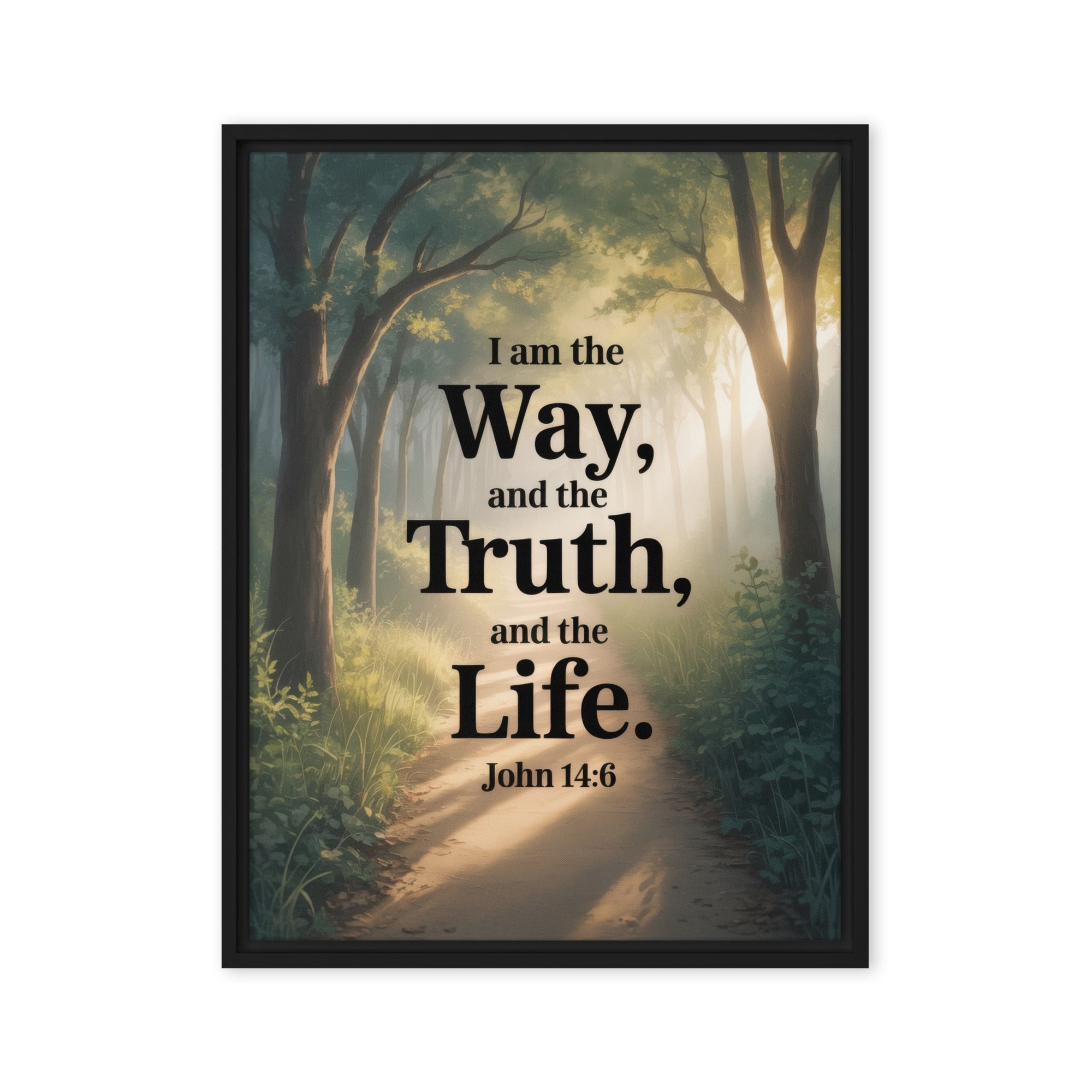 John 14:6 Bible Verse The Life Framed Canvas Black 18″×24″