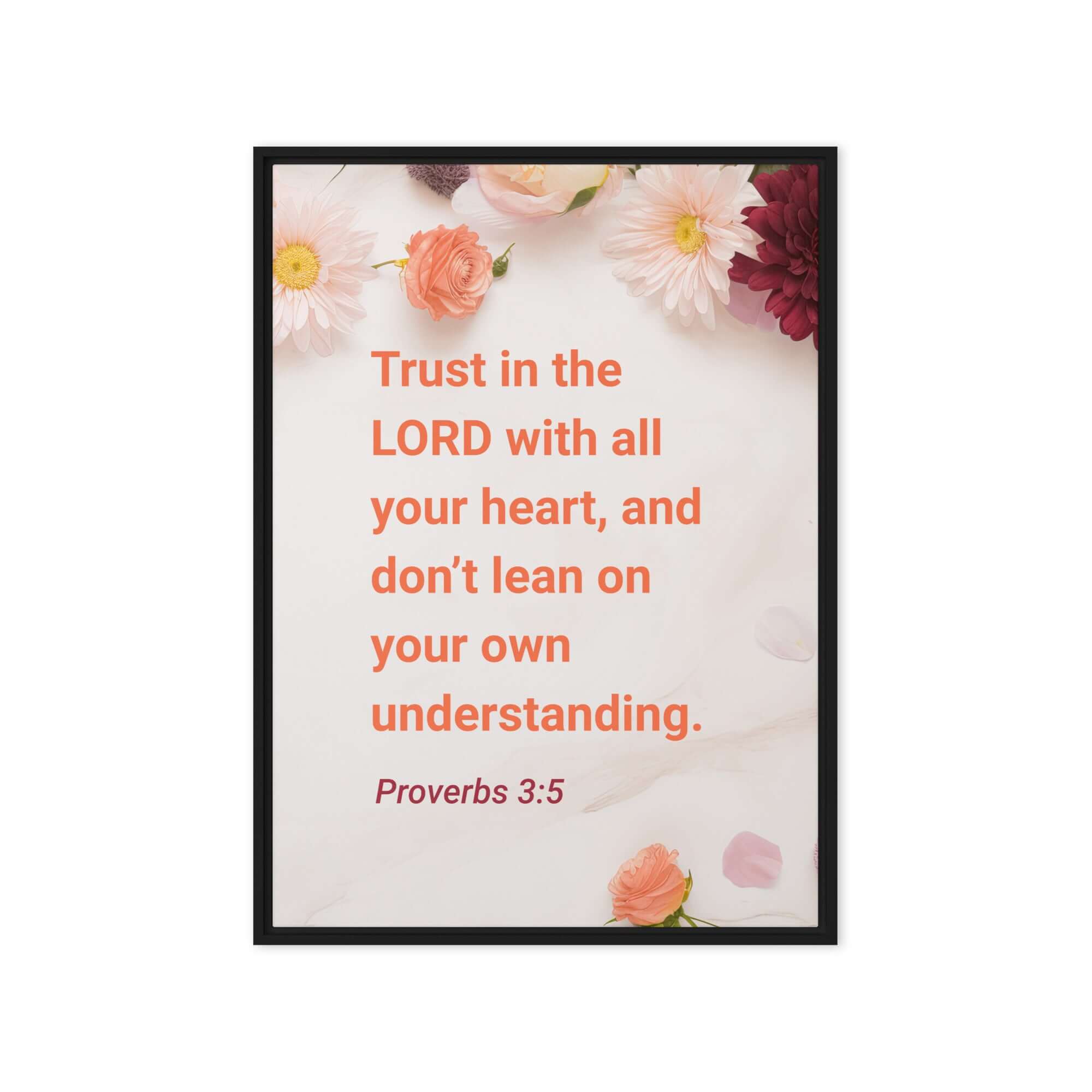 Proverbs 3:5 Bible Verse, Trust in the LORD Framed Canvas Print Wall Art Black 20″×28″