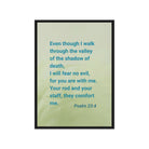 Psalm 23:4 Bible Verse, fear no evil Framed Canvas Print Wall Art Black 20″×28″
