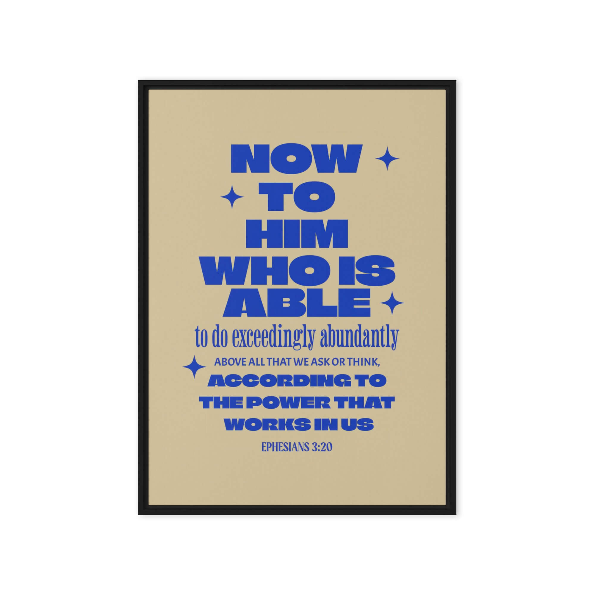 Ephesians 3:20 Bible Verse, power in us Framed Canvas Print Wall Art Black 20″×28″