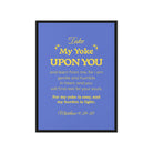 Matthew 11:29-30 Bible Verse, Take my yoke Framed Canvas Print Wall Art Black 20″×28″