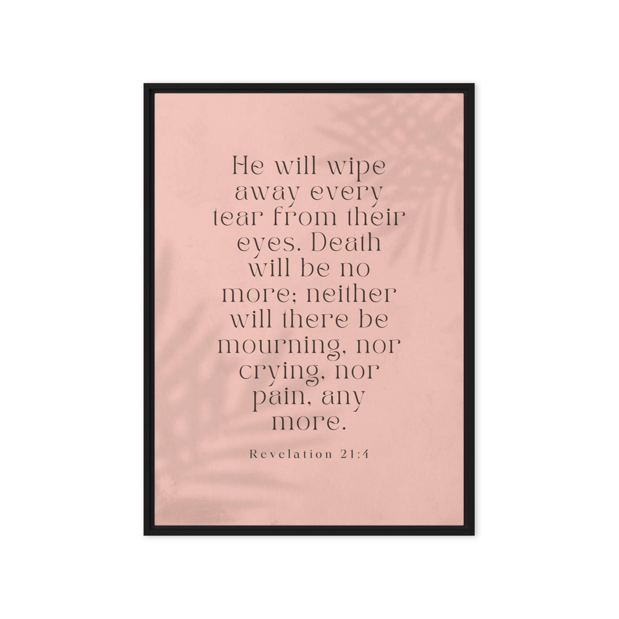 Revelation 21:4 Bible Verse, their eyes Framed Canvas Print Wall Art Black 20″×28″