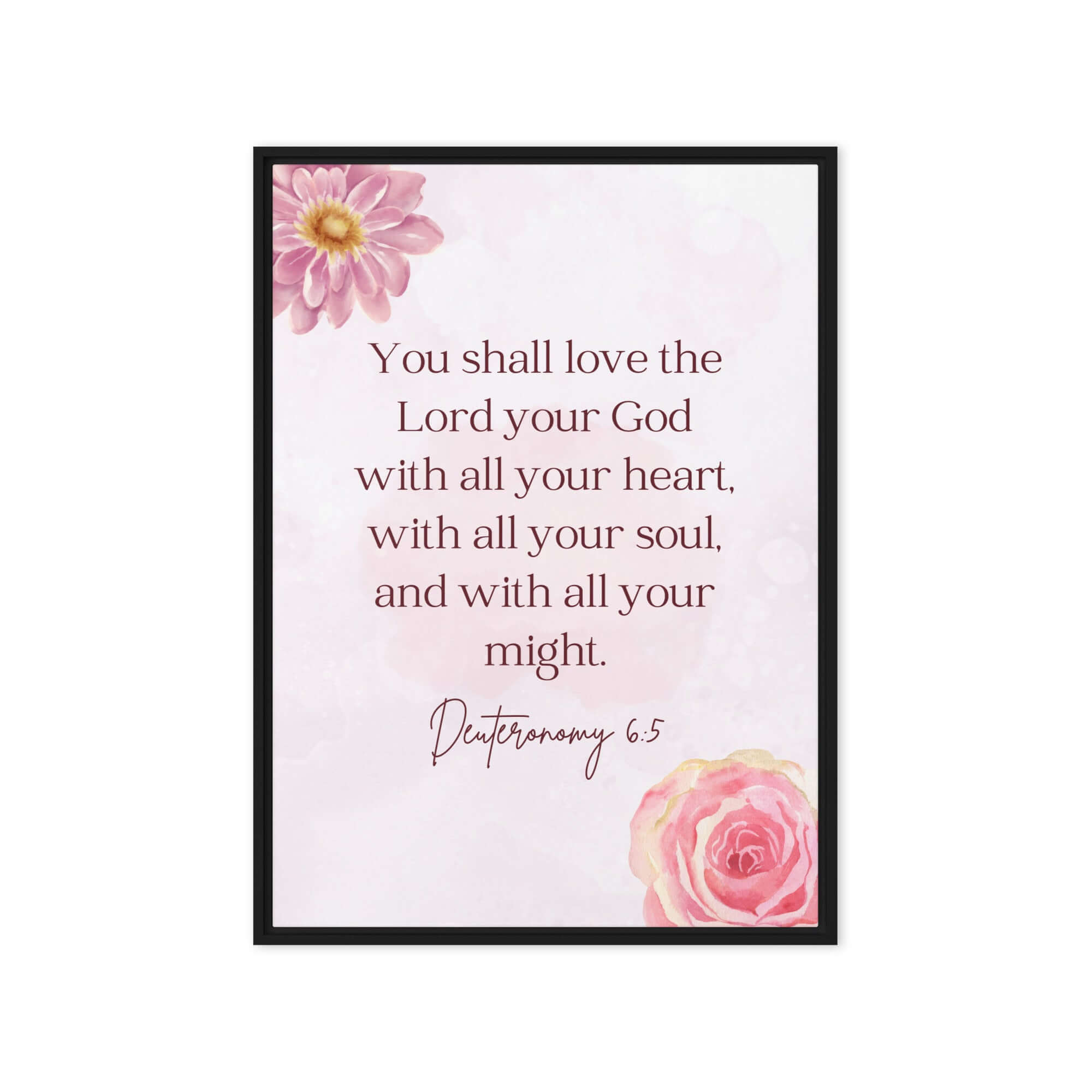 Deuteronomy 6:5 Bible Verse, the Lord Framed Canvas Print Wall Art Black 20″×28″