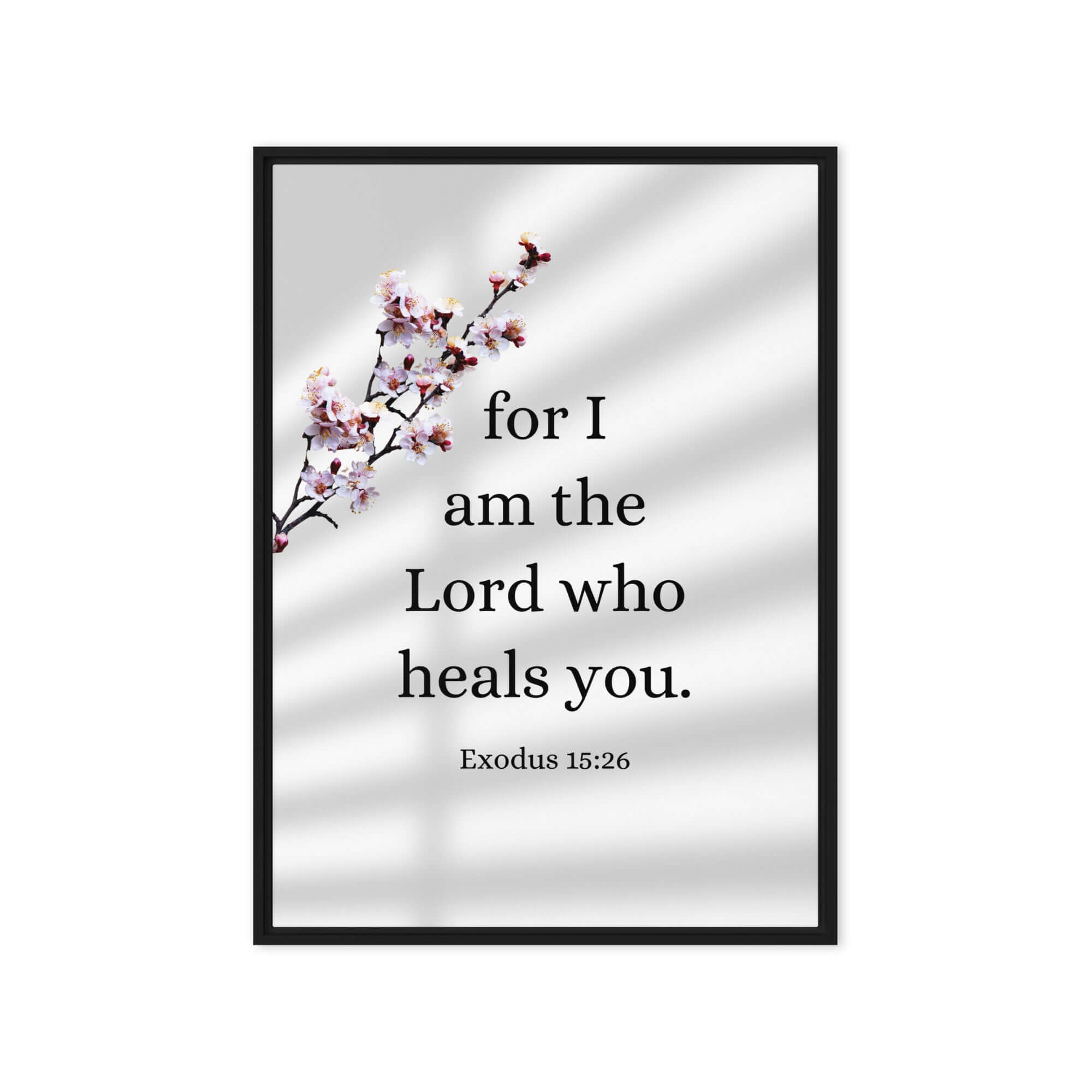 Exodus 15:26 Bible Verse, diligently listen Framed Canvas Print Wall Art Black 20″×28″