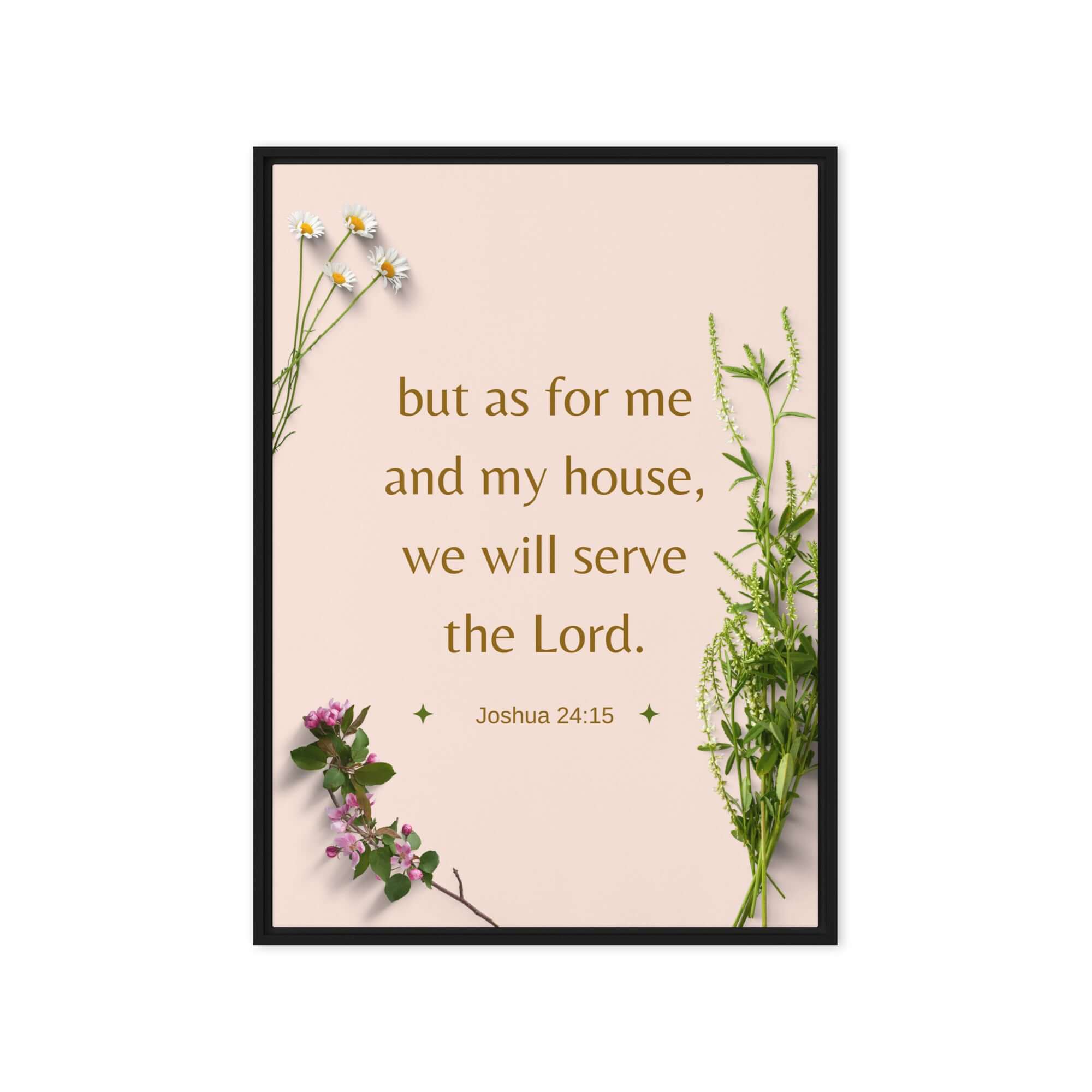 Joshua 24:15 Bible Verse, your fathers Framed Canvas Print Wall Art Black 20″×28″
