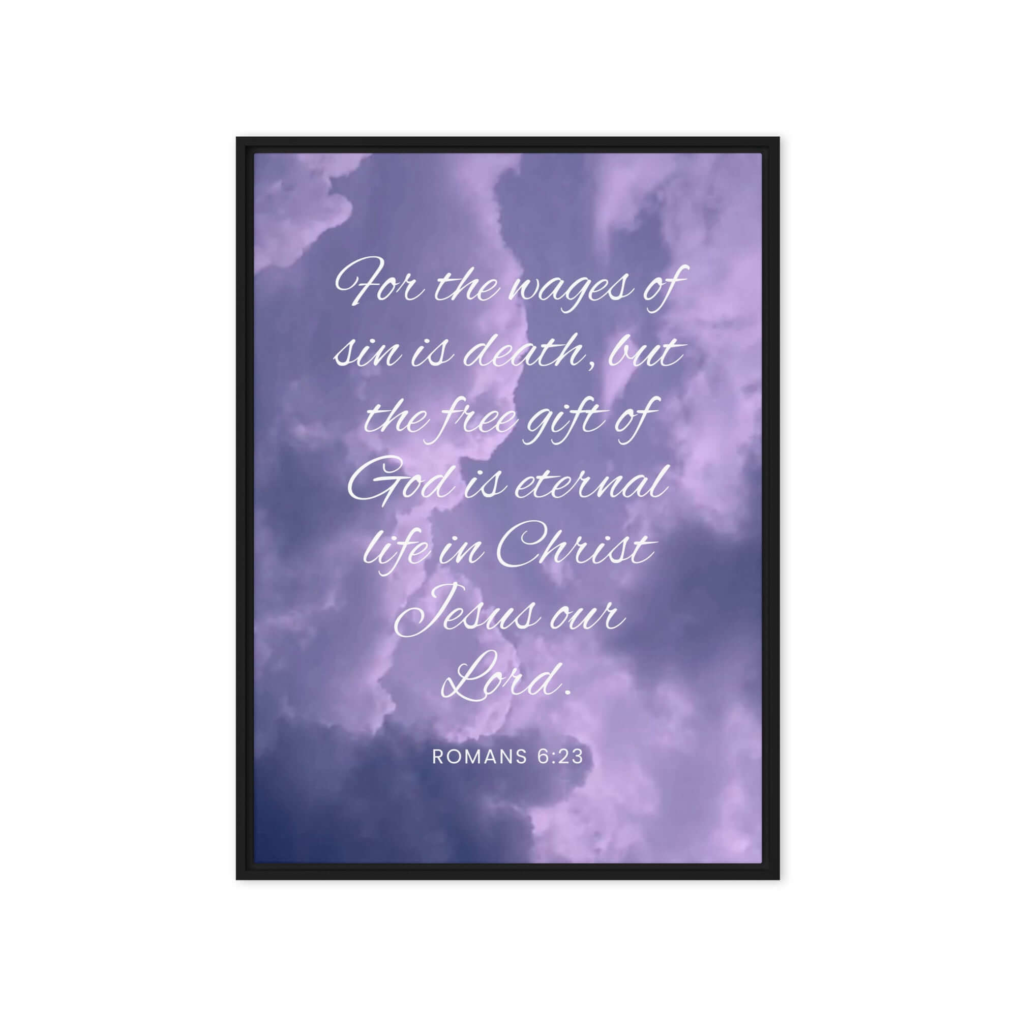 Romans 6:23 Bible Verse, free gift Framed Canvas Print Wall Art Black 20″×28″