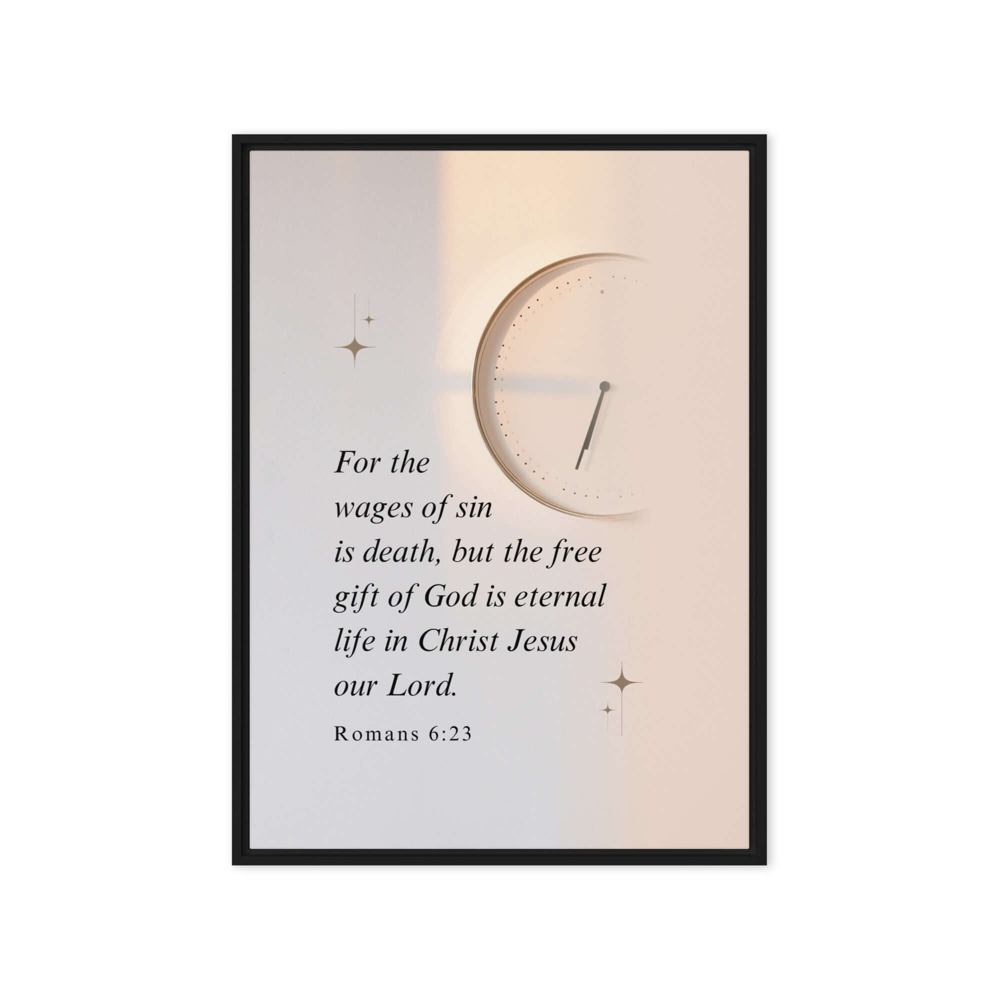 Romans 6:23 Bible Verse, our Lord Framed Canvas Print Wall Art Black 20″×28″