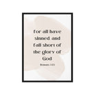 Romans 3:23 Bible Verse, fall short Framed Canvas Print Wall Art Black 20″×28″