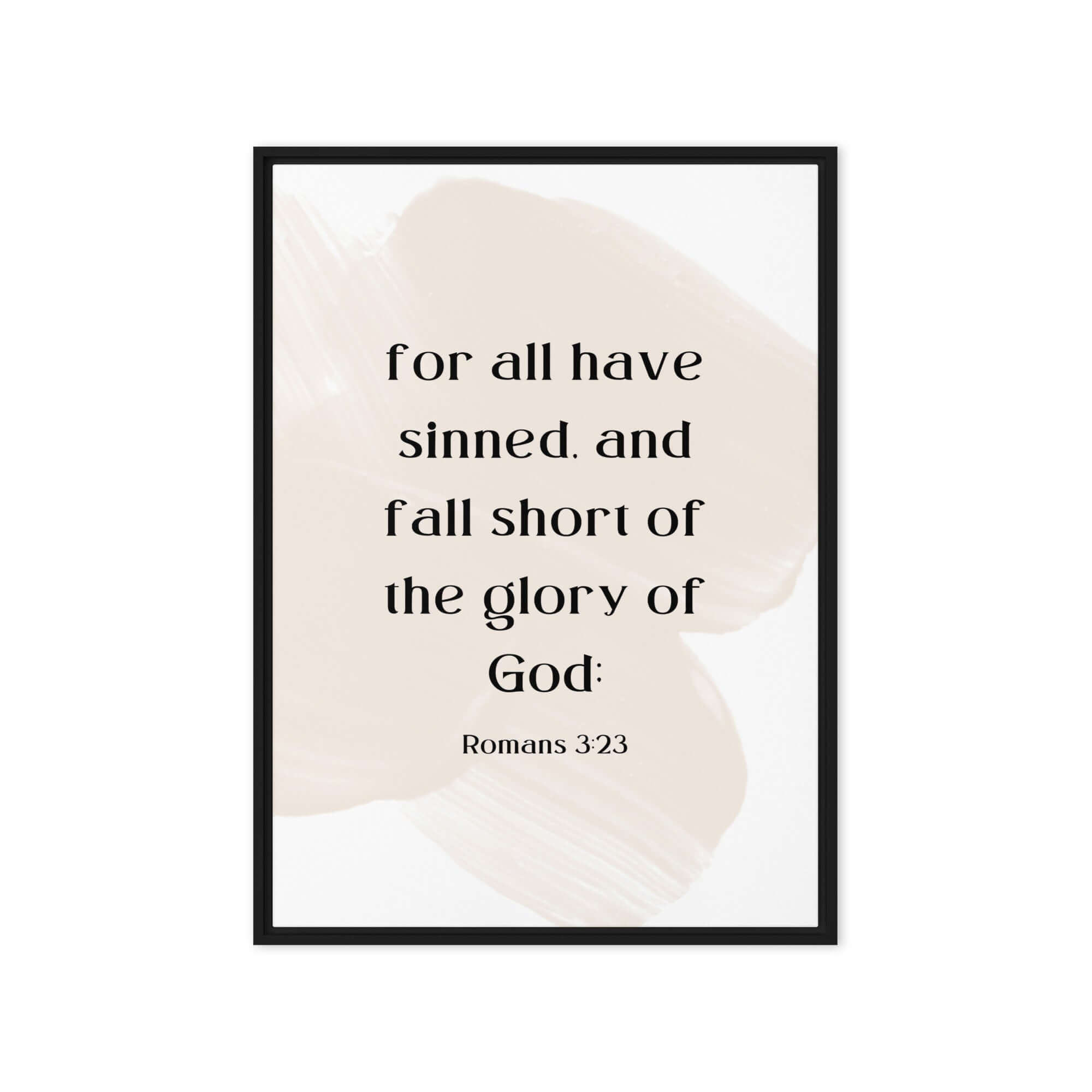 Romans 3:23 Bible Verse, fall short Framed Canvas Print Wall Art Black 20″×28″