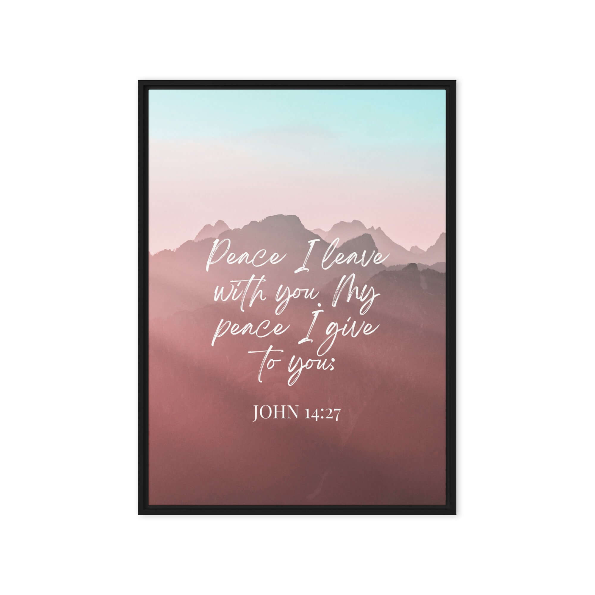 John 14:27 Bible Verse, I give you Framed Canvas Print Wall Art Black 20″×28″