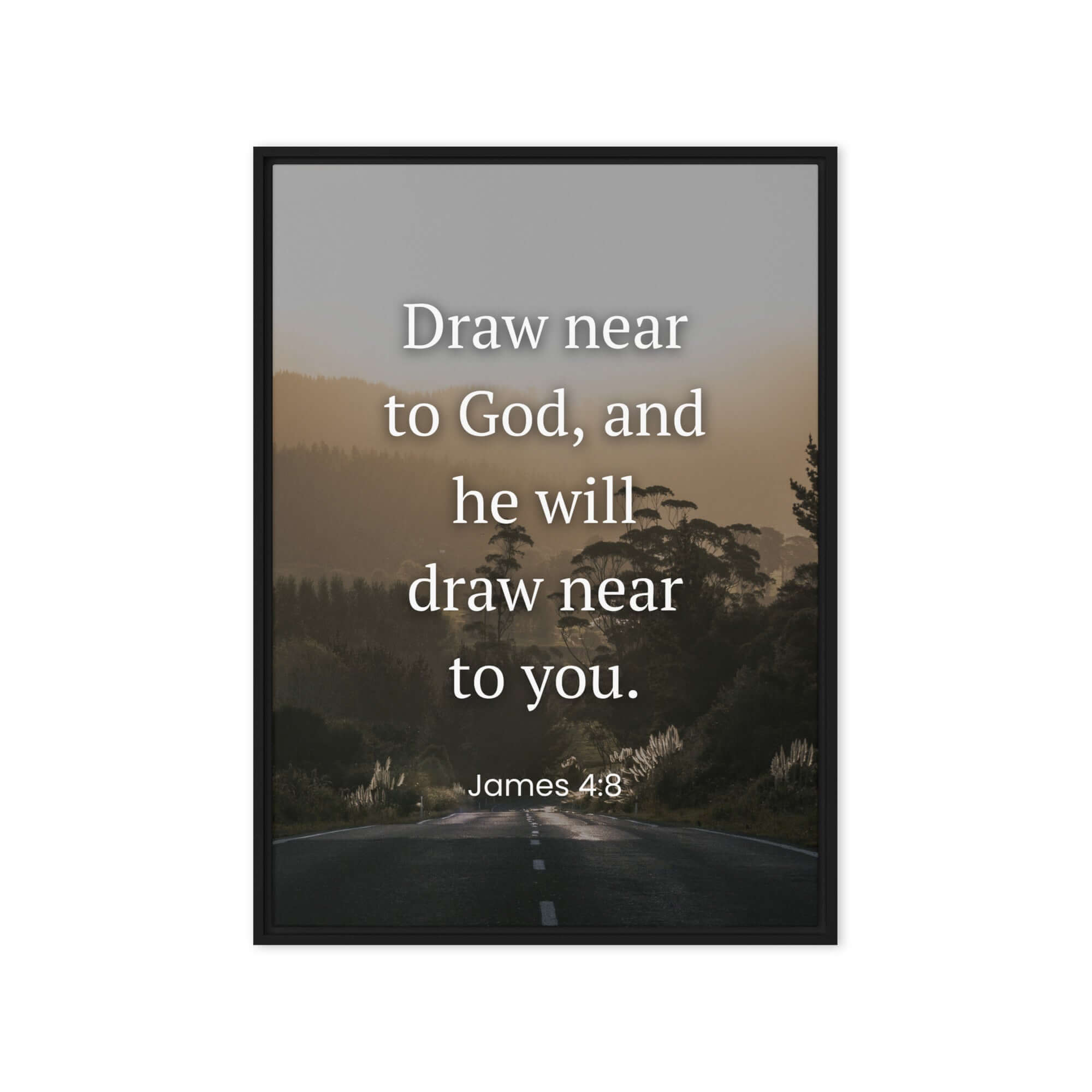 James 4:8 Bible Verse, Cleanse your Framed Canvas Print Wall Art Black 20″×28″