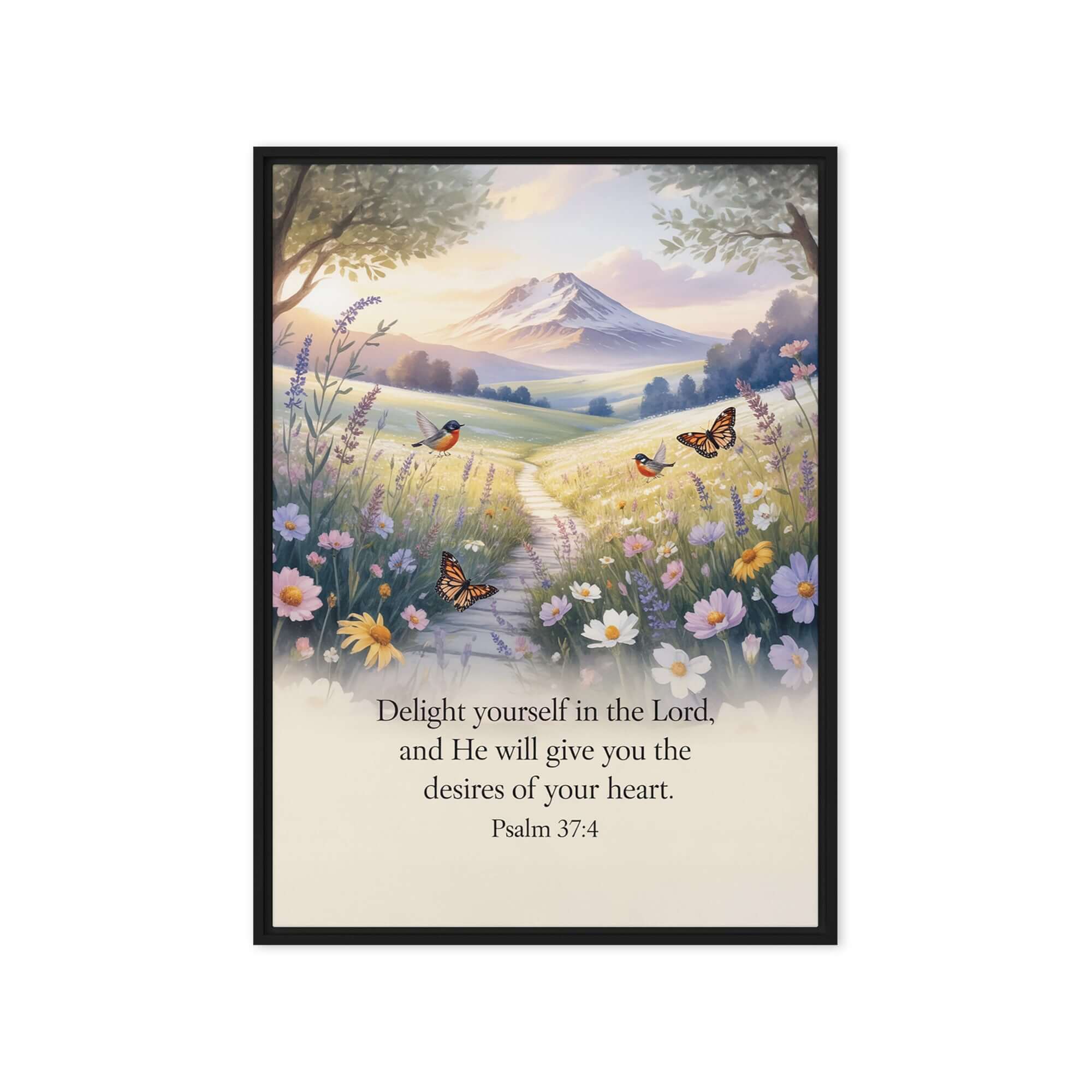 Psalm 37:4 Bible Verse, Delight Framed Canvas Black 20″×28″