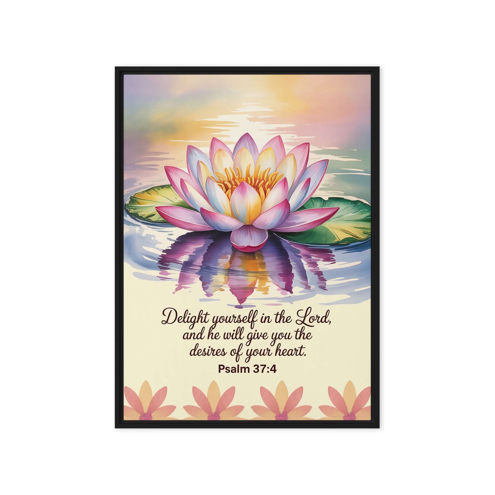 Psalm 37:4 Bible Verse, the Lord Framed Canvas Black 20″×28″