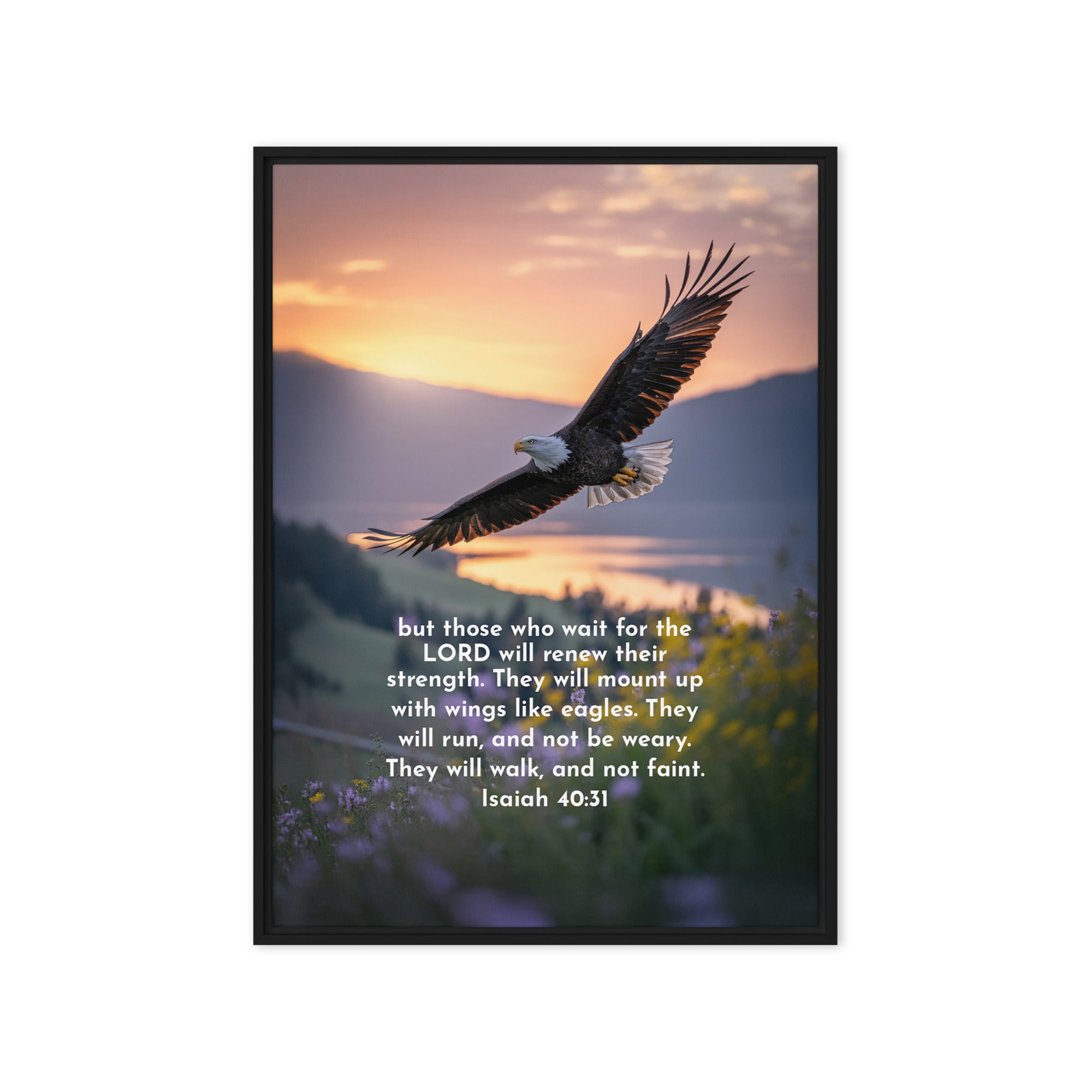 Isaiah 40:31 Bible Verse Renew Strength Framed Canvas Black 20″×28″