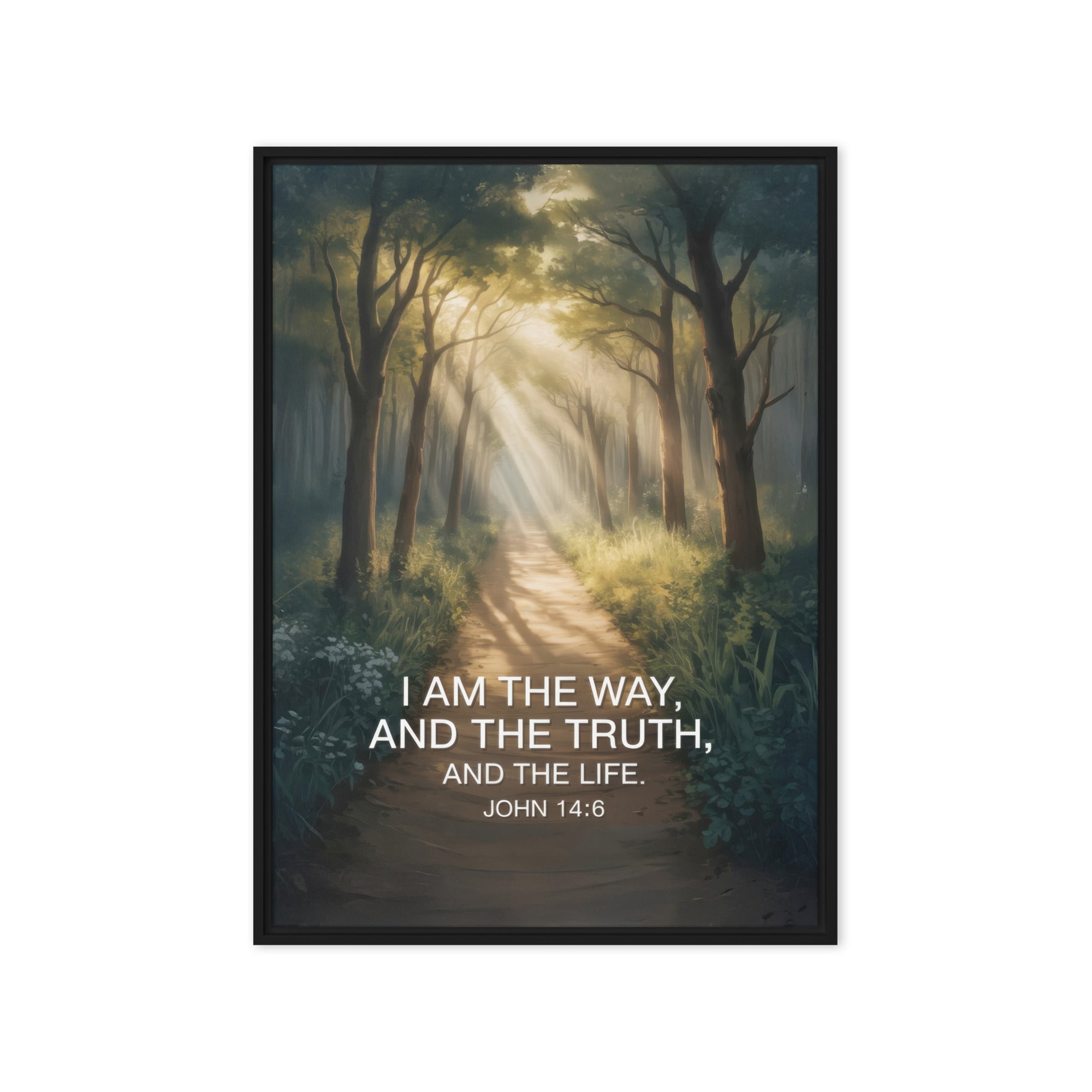John 14:6 Bible Verse I Am Framed Canvas Black 20″×28″