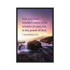 1 Corinthians 2:5 Bible Verse, power of God Framed Canvas Print Wall Art Black 20″×30″