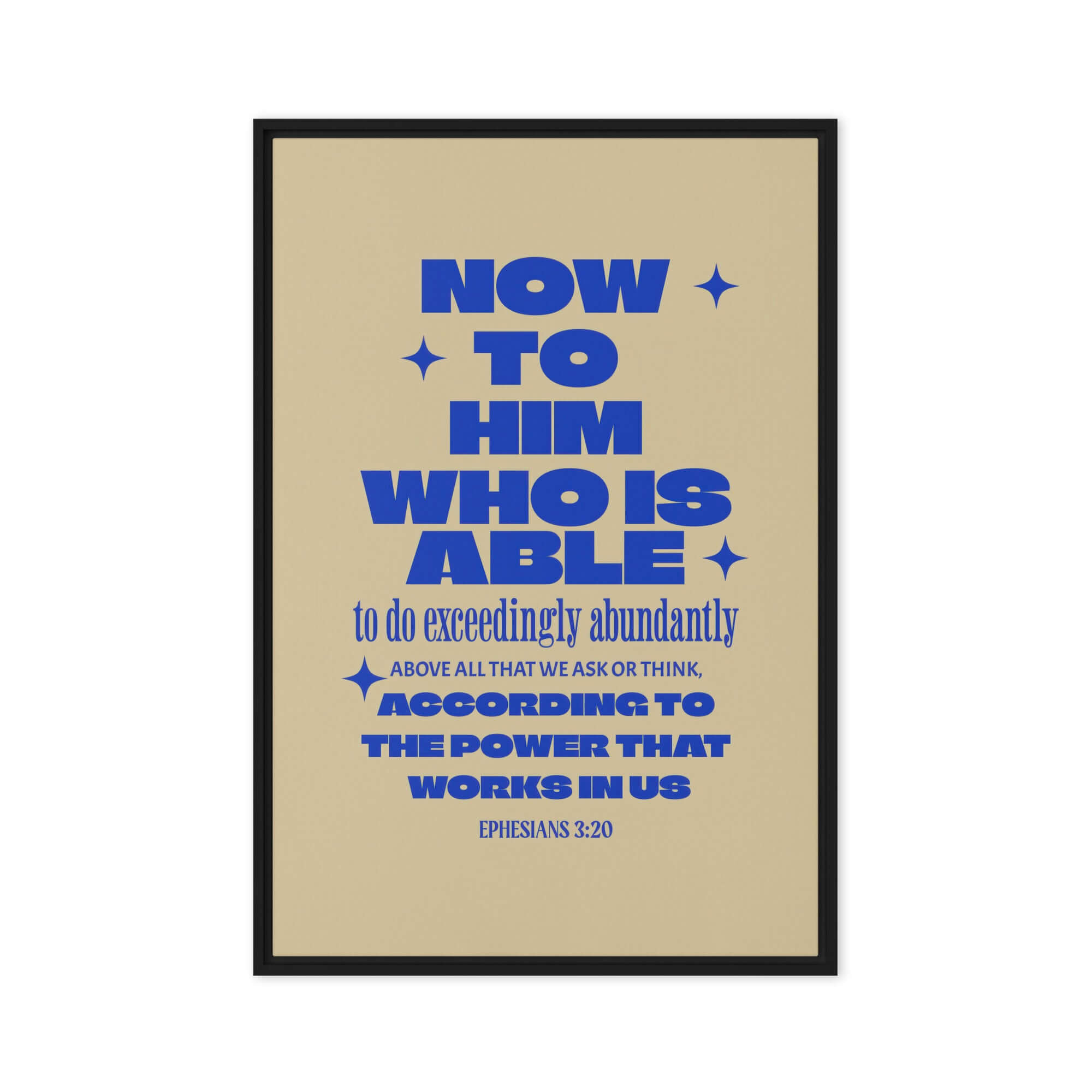 Ephesians 3:20 Bible Verse, power in us Framed Canvas Print Wall Art Black 20″×30″