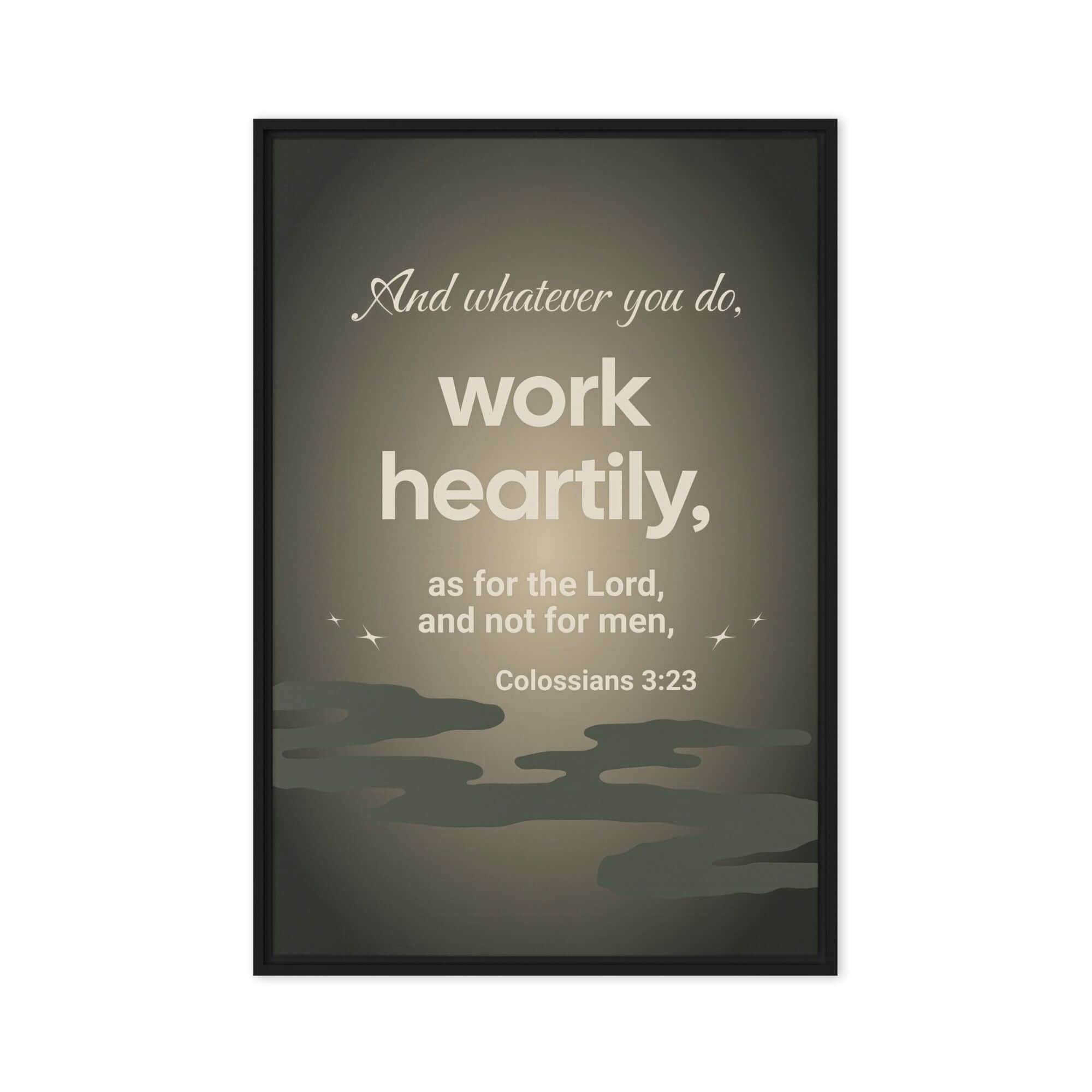 Colossians 3:23 Bible Verse, as for the Lord Framed Canvas Print Wall Art Black 20″×30″