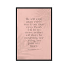 Revelation 21:4 Bible Verse, their eyes Framed Canvas Print Wall Art Black 20″×30″