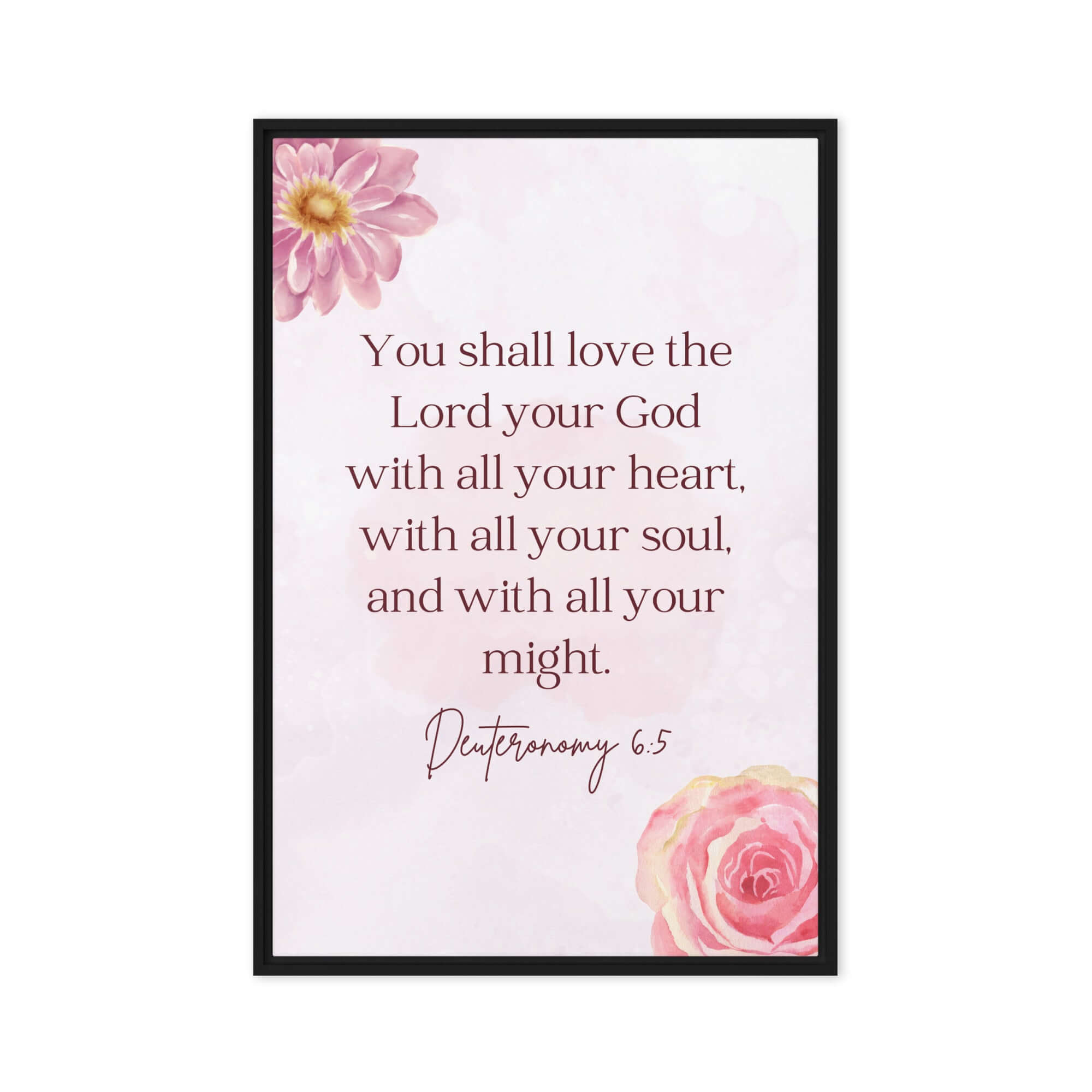 Deuteronomy 6:5 Bible Verse, the Lord Framed Canvas Print Wall Art Black 20″×30″