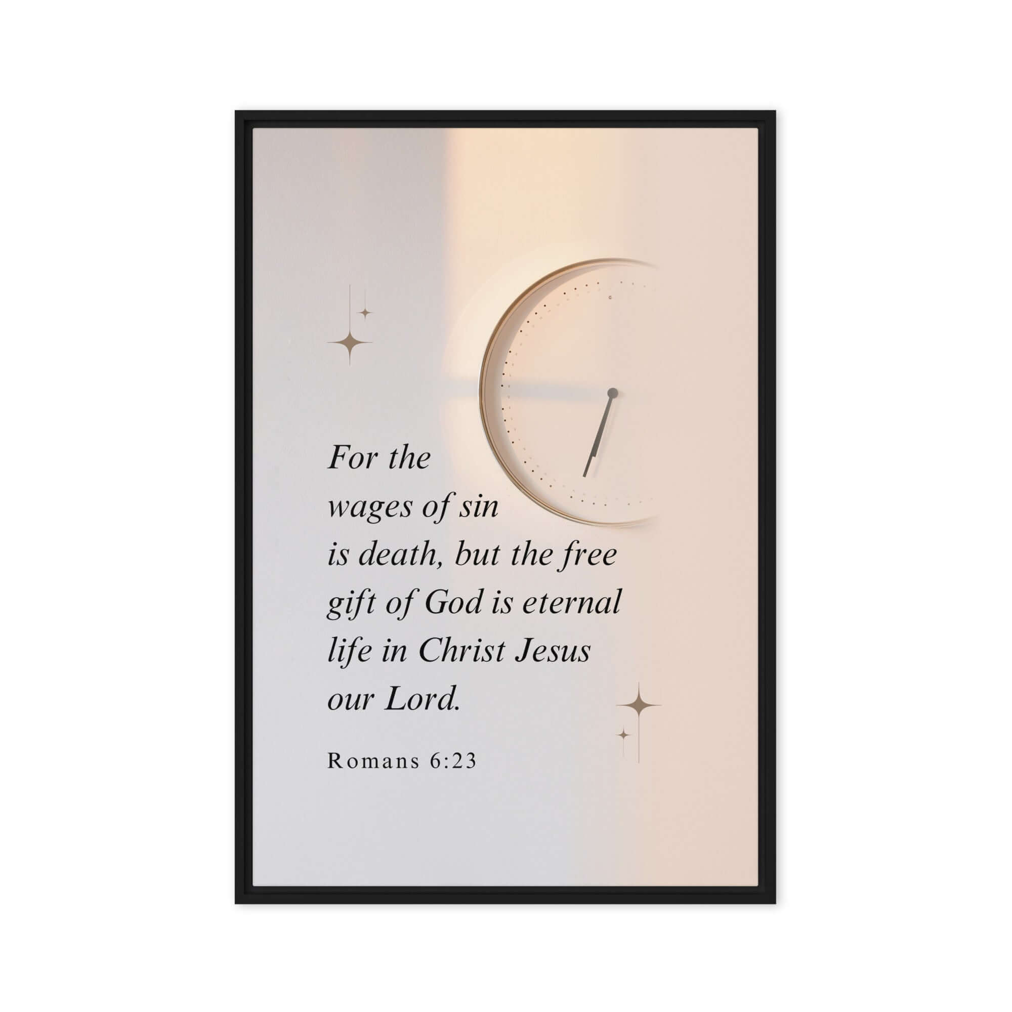 Romans 6:23 Bible Verse, our Lord Framed Canvas Print Wall Art Black 20″×30″