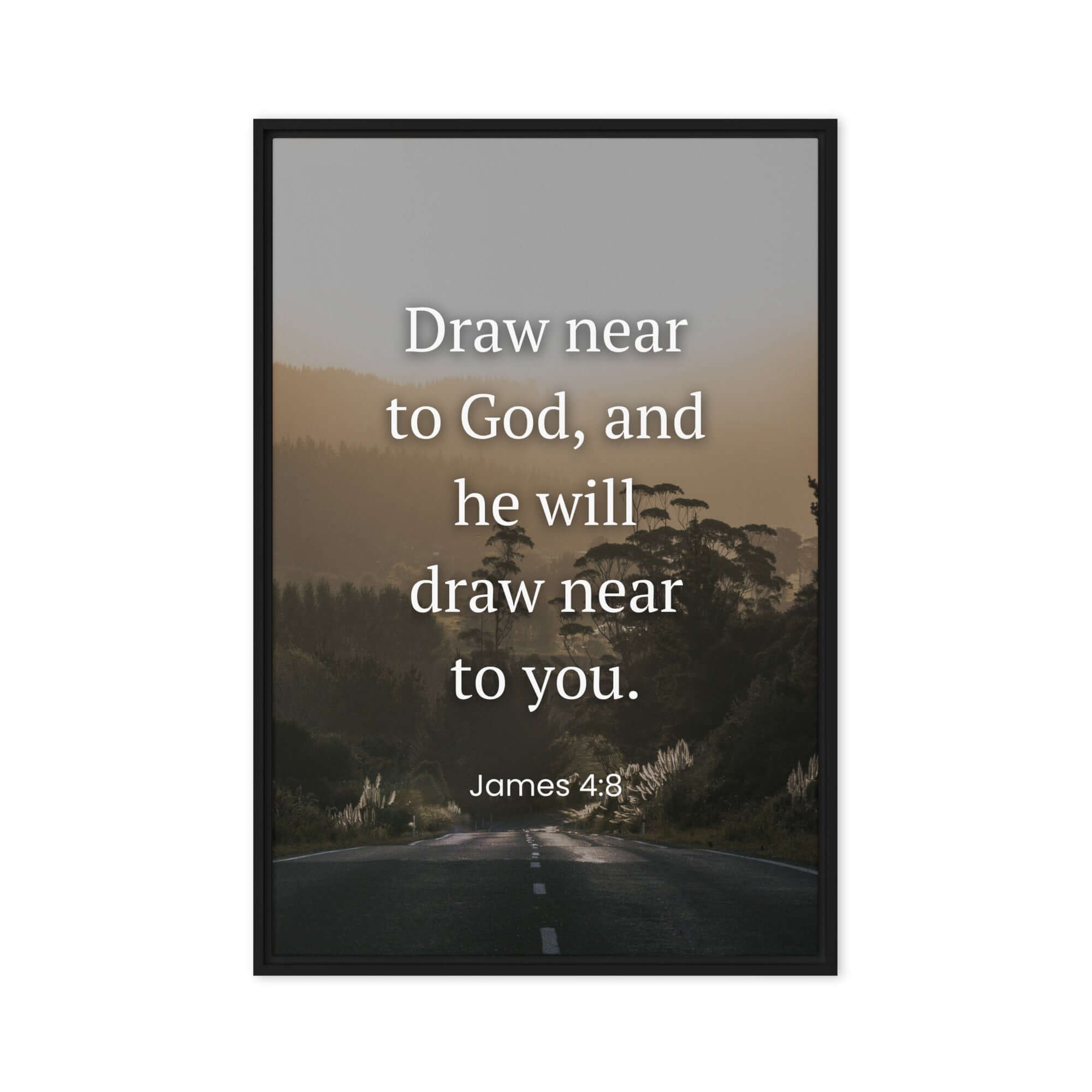 James 4:8 Bible Verse, Cleanse your Framed Canvas Print Wall Art Black 20″×30″