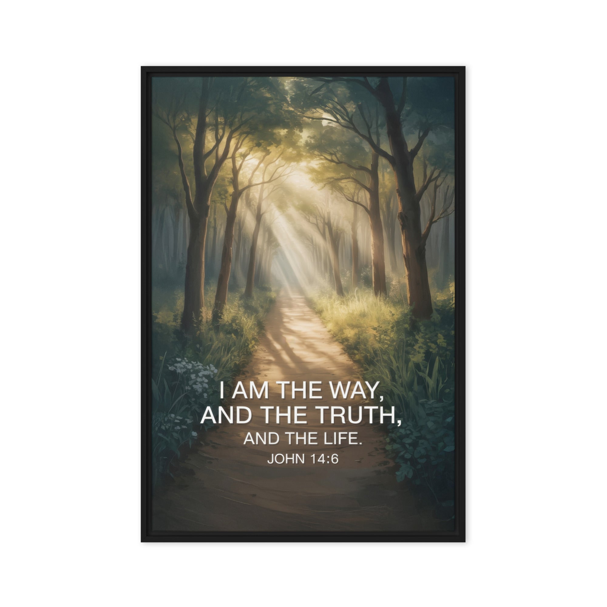 John 14:6 Bible Verse I Am Framed Canvas Black 20″×30″