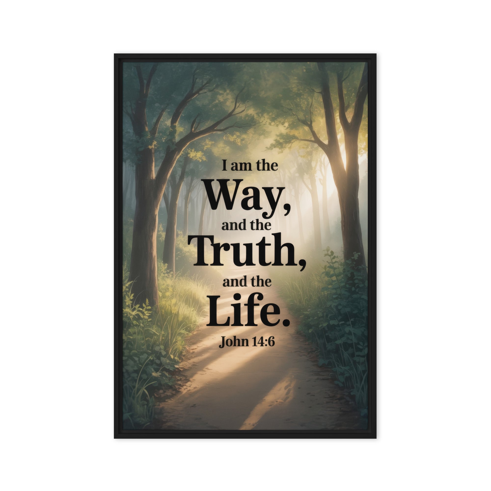John 14:6 Bible Verse The Life Framed Canvas Black 20″×30″