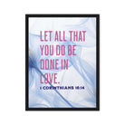 1 Corinthians 16:14 Bible Verse, Do it in Love Framed Canvas Print Wall Art Black 24″×32″