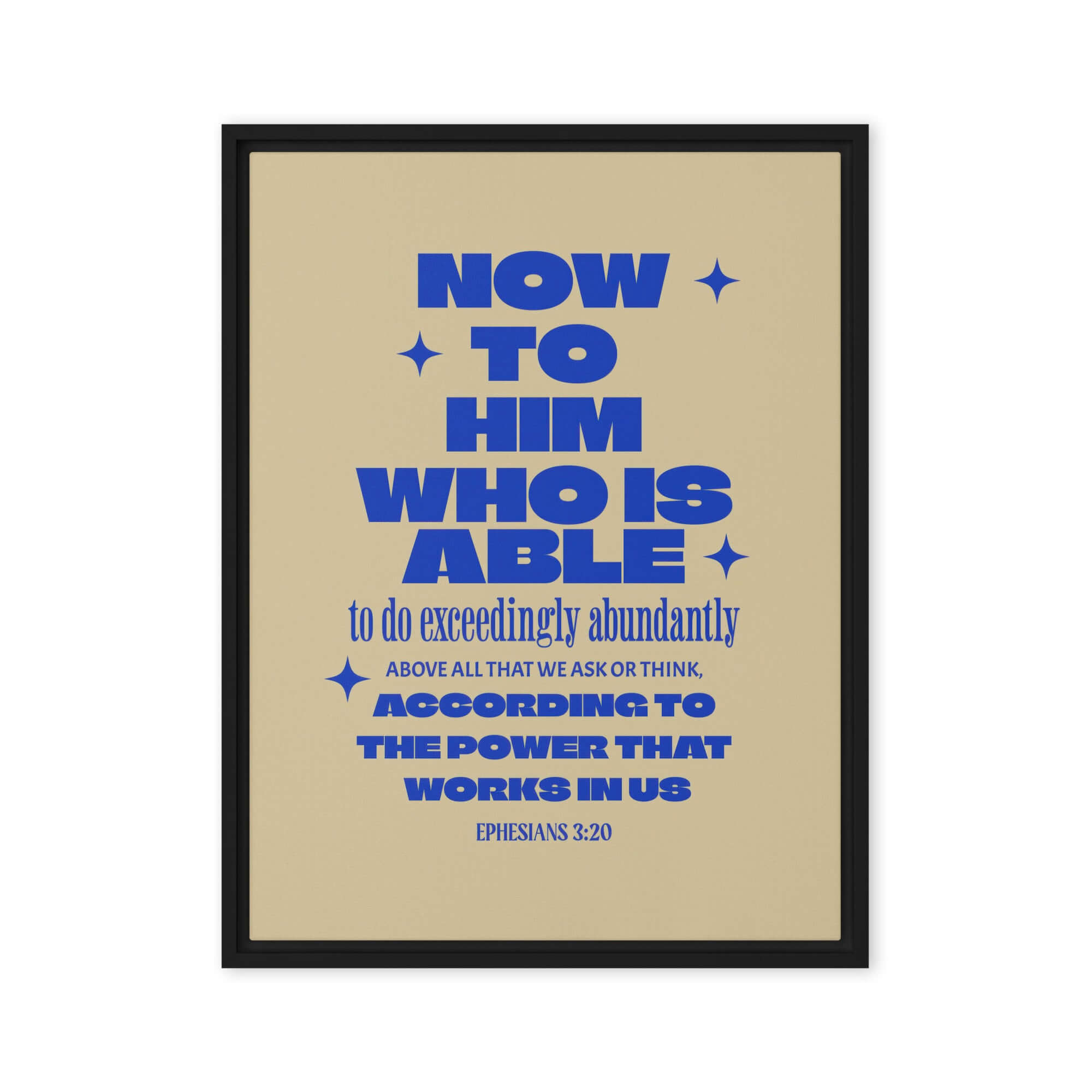 Ephesians 3:20 Bible Verse, power in us Framed Canvas Print Wall Art Black 24″×32″