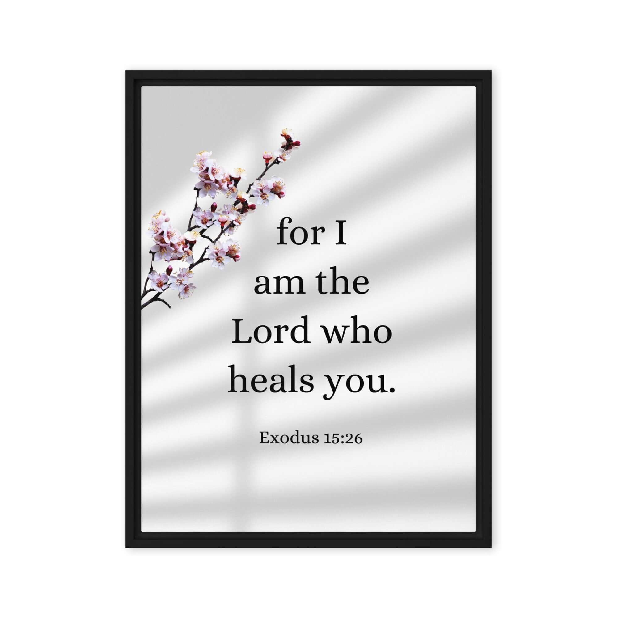 Exodus 15:26 Bible Verse, diligently listen Framed Canvas Print Wall Art Black 24″×32″