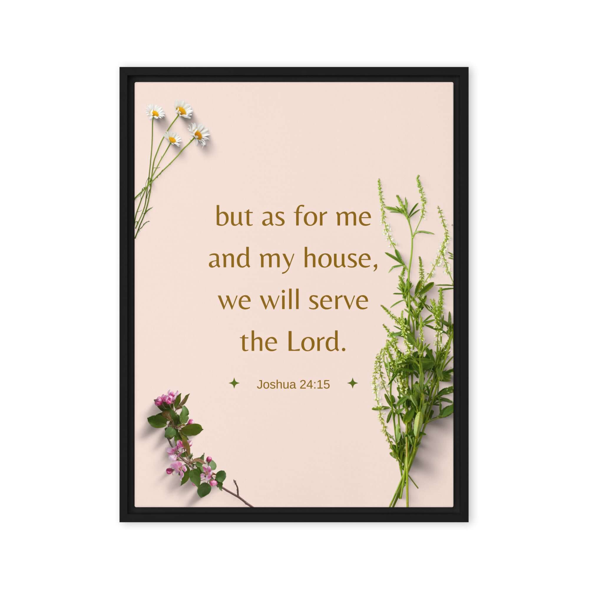 Joshua 24:15 Bible Verse, your fathers Framed Canvas Print Wall Art Black 24″×32″