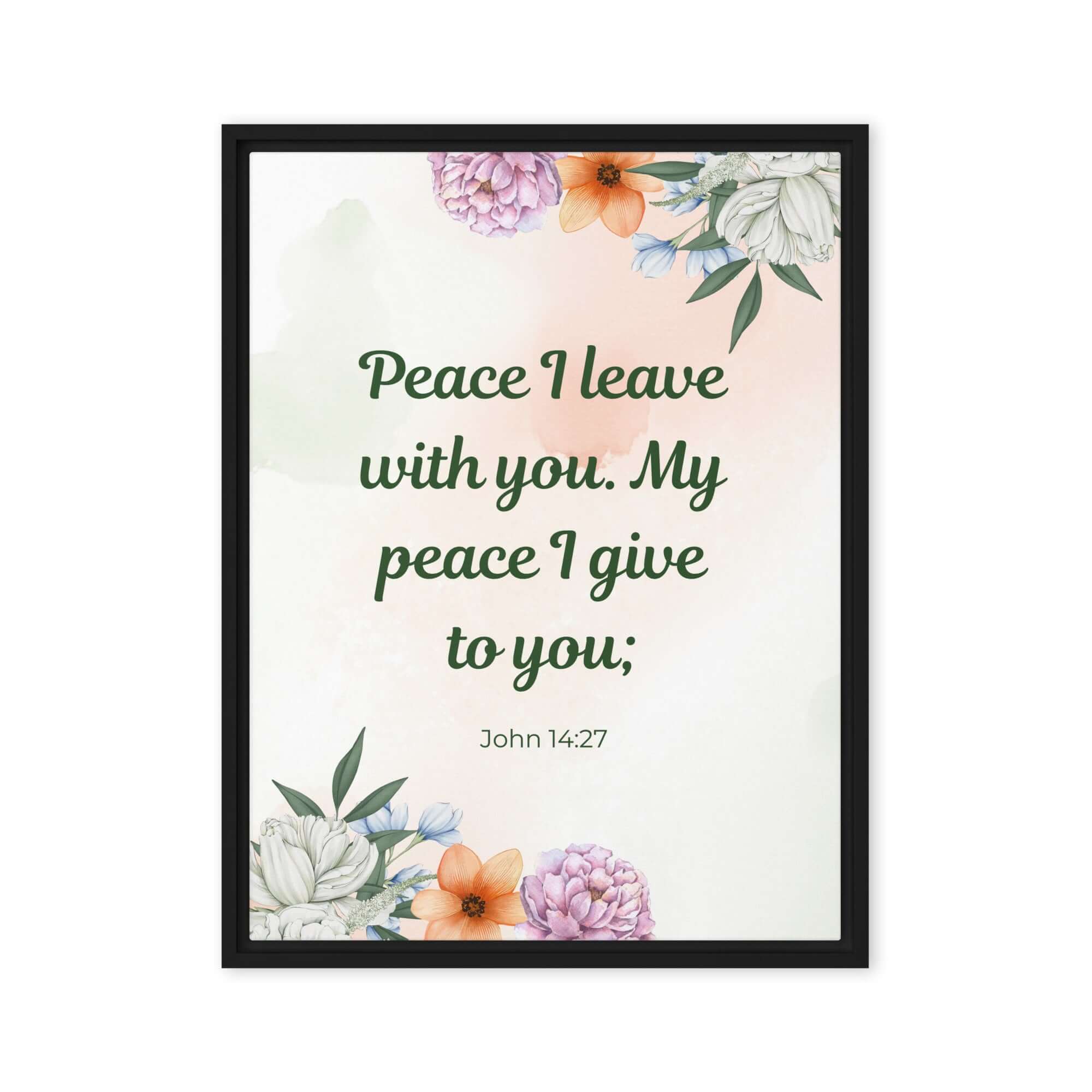 John 14:27 Bible Verse, with you Framed Canvas Print Wall Art Black 24″×32″