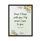 John 14:27 Bible Verse, My peace Framed Canvas Print Wall Art Black 24″×32″