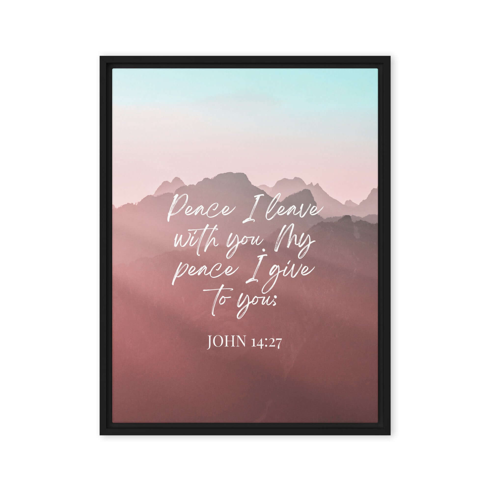 John 14:27 Bible Verse, I give you Framed Canvas Print Wall Art Black 24″×32″
