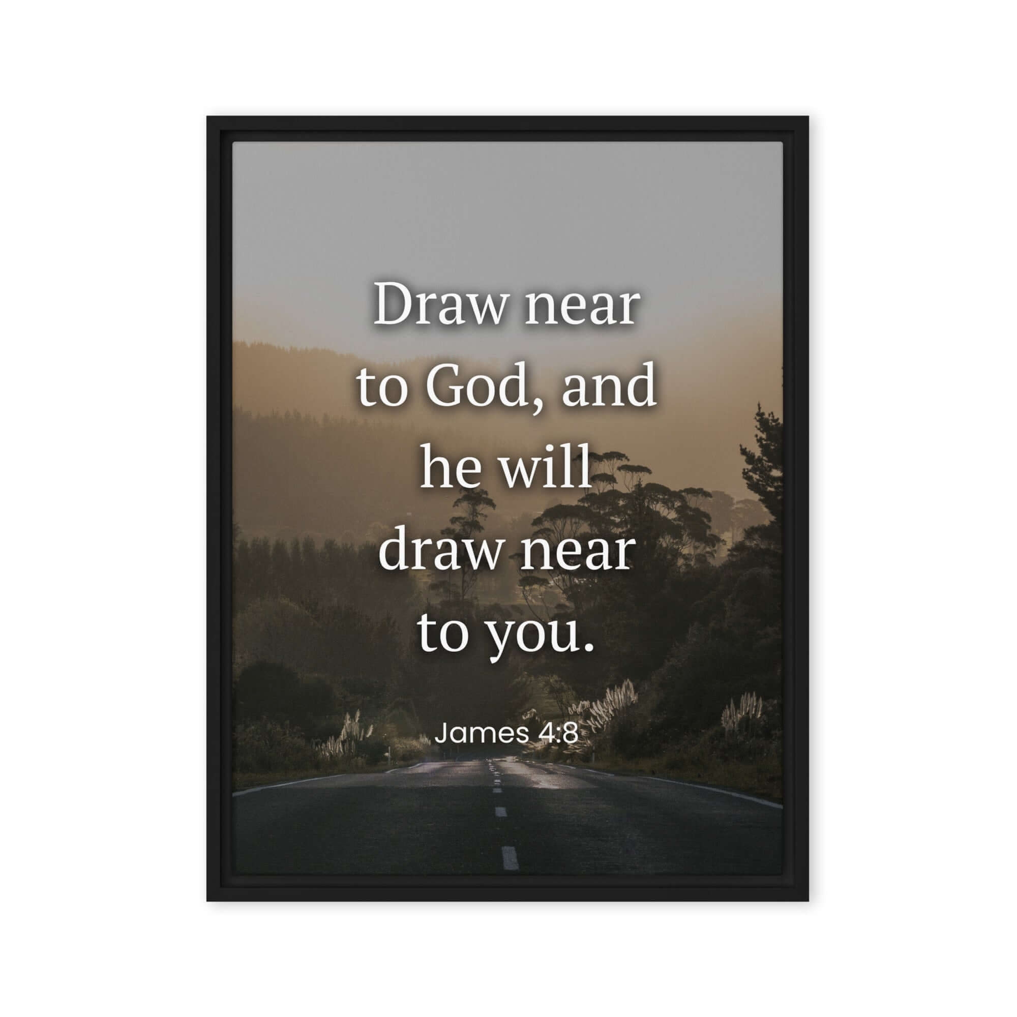 James 4:8 Bible Verse, Cleanse your Framed Canvas Print Wall Art Black 24″×32″