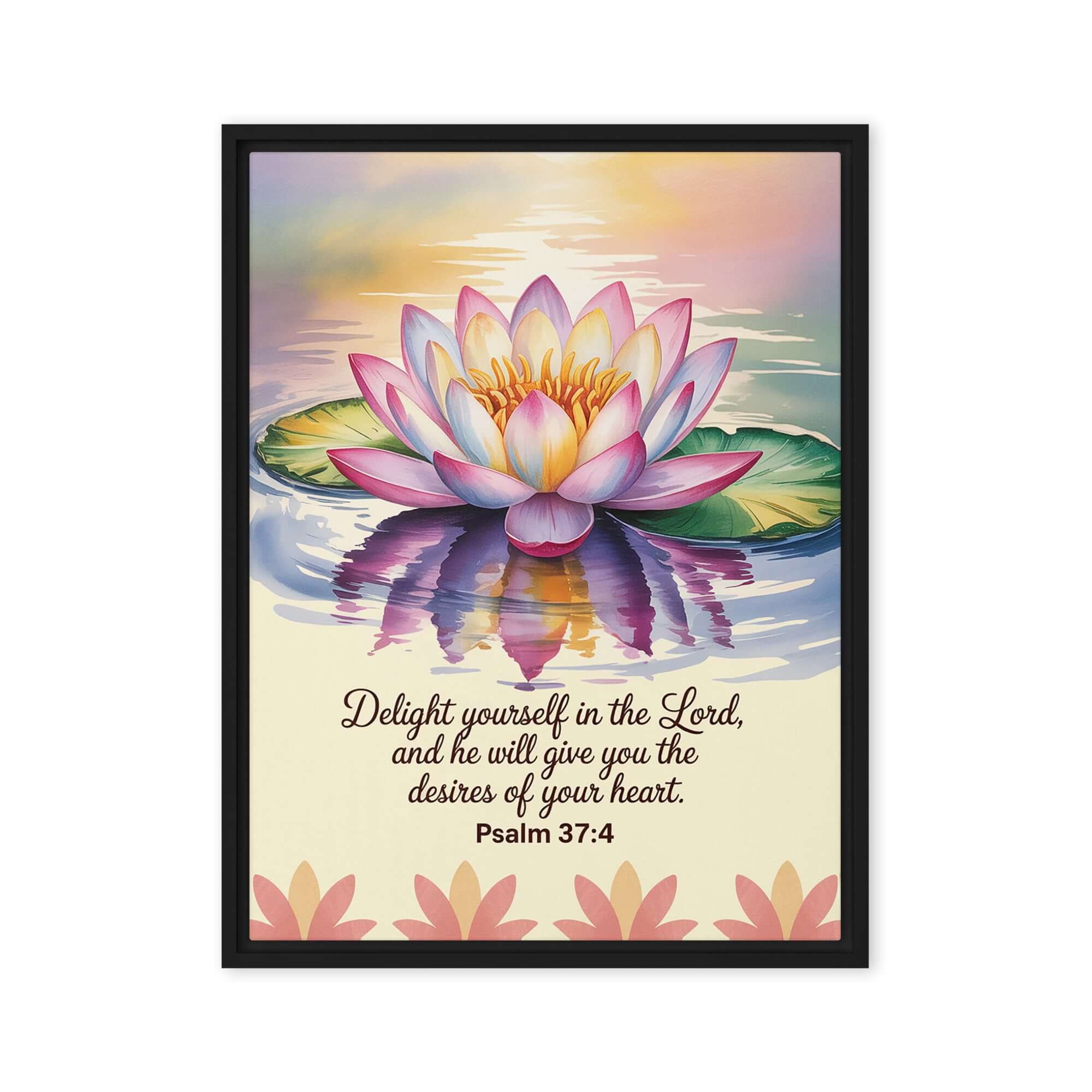 Psalm 37:4 Bible Verse, the Lord Framed Canvas Black 24″×32″