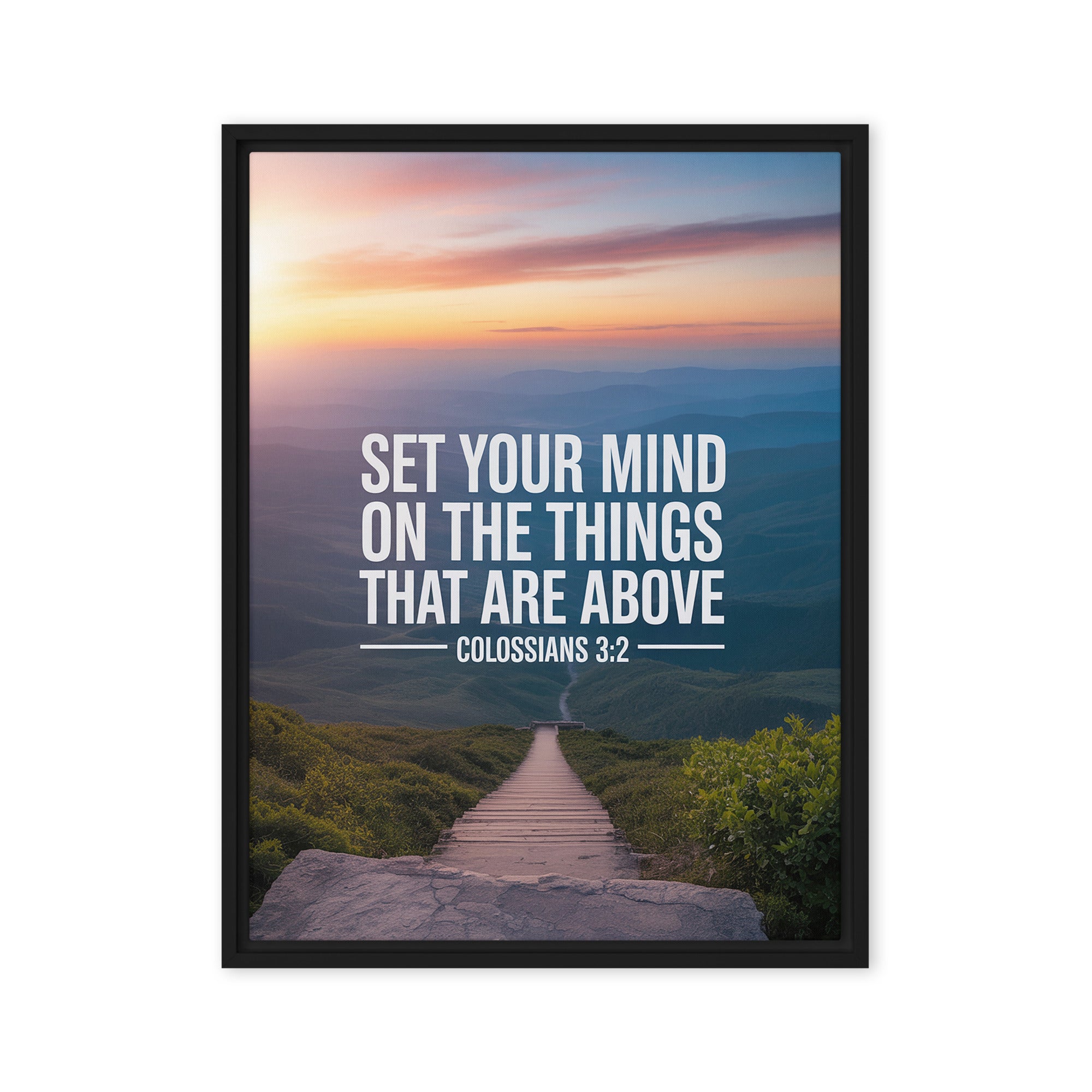 Colossians 3:2 Bible Verse your mind Framed Canvas Black 24″×32″