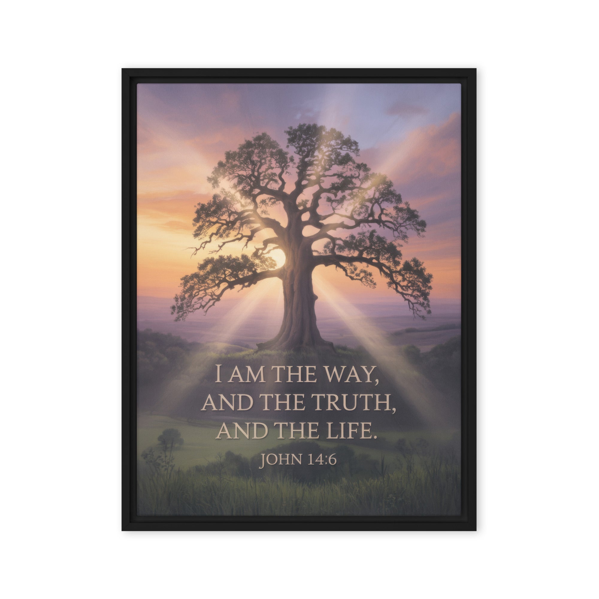 John 14:6 Bible Verse Jesus said Framed Canvas Black 24″×32″
