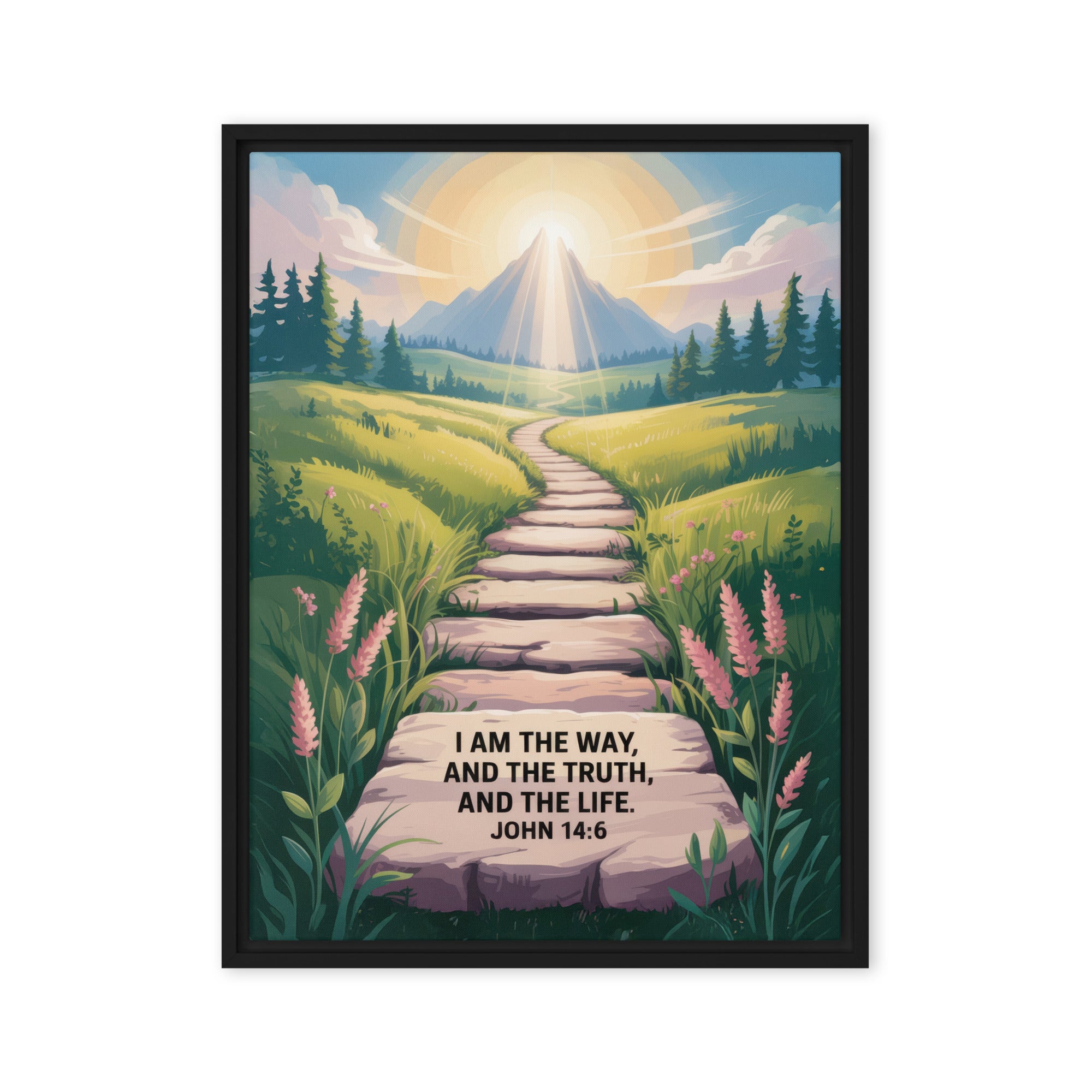 John 14:6 Bible Verse The Truth Framed Canvas Black 24″×32″