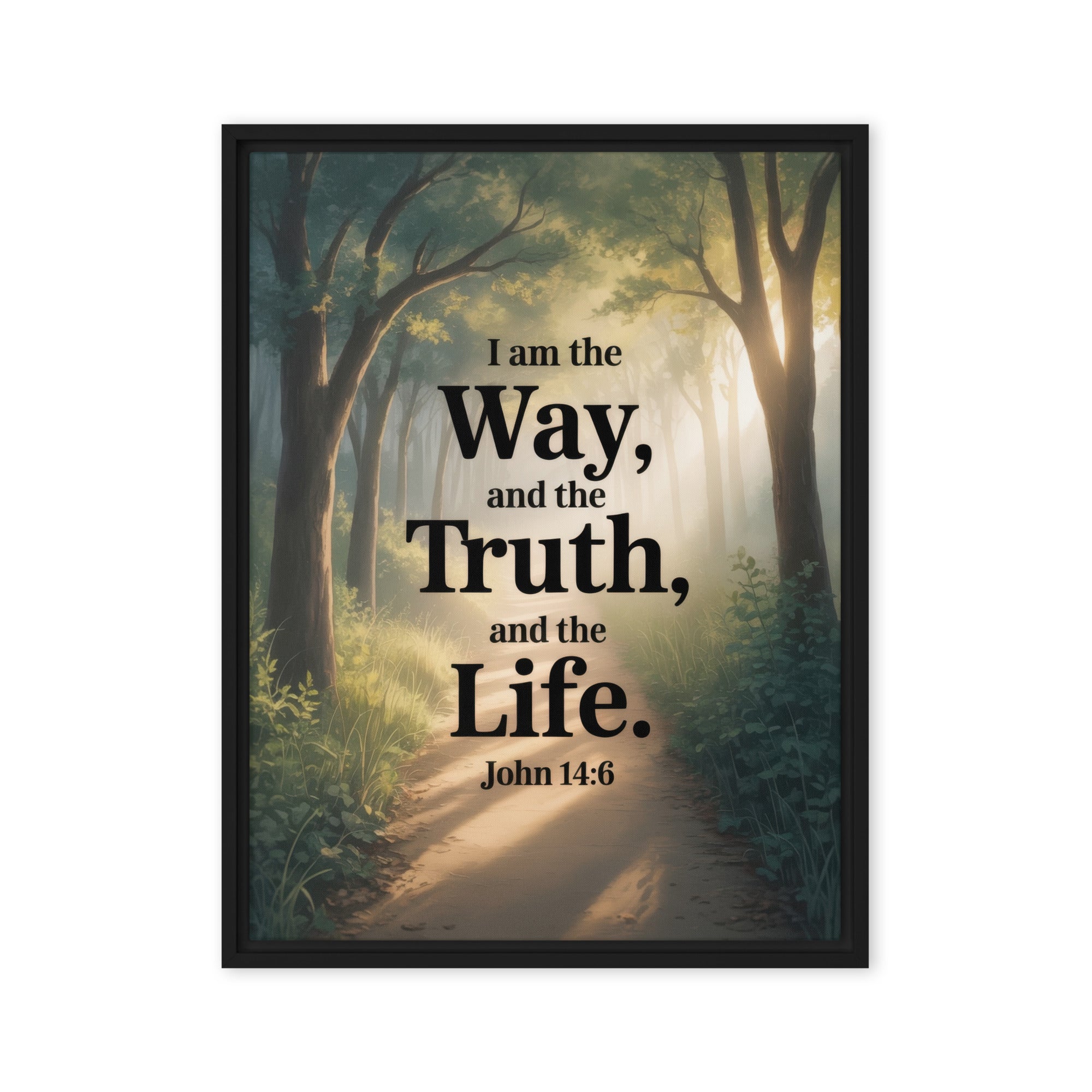 John 14:6 Bible Verse The Life Framed Canvas Black 24″×32″