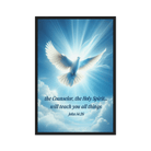 John 14:26 Bible Verse, Holy Spirit Dove Framed Canvas Print Wall Art Black 24″×36″