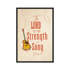 Exodus 15:2 Bible Verse, The LORD is my strength Framed Canvas Print Wall Art Black 24″×36″