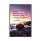1 Corinthians 2:5 Bible Verse, power of God Framed Canvas Print Wall Art Black 24″×36″