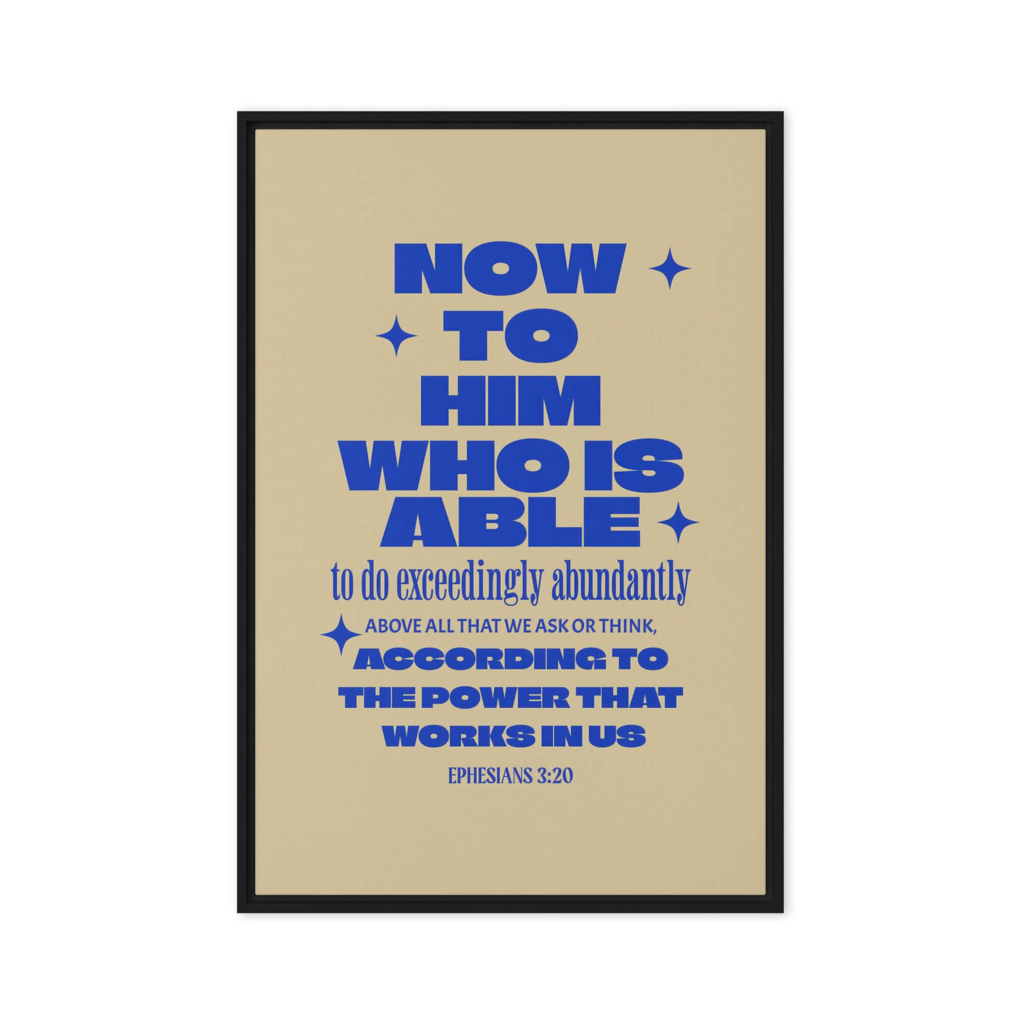 Ephesians 3:20 Bible Verse, power in us Framed Canvas Print Wall Art Black 24″×36″