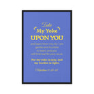 Matthew 11:29-30 Bible Verse, Take my yoke Framed Canvas Print Wall Art Black 24″×36″