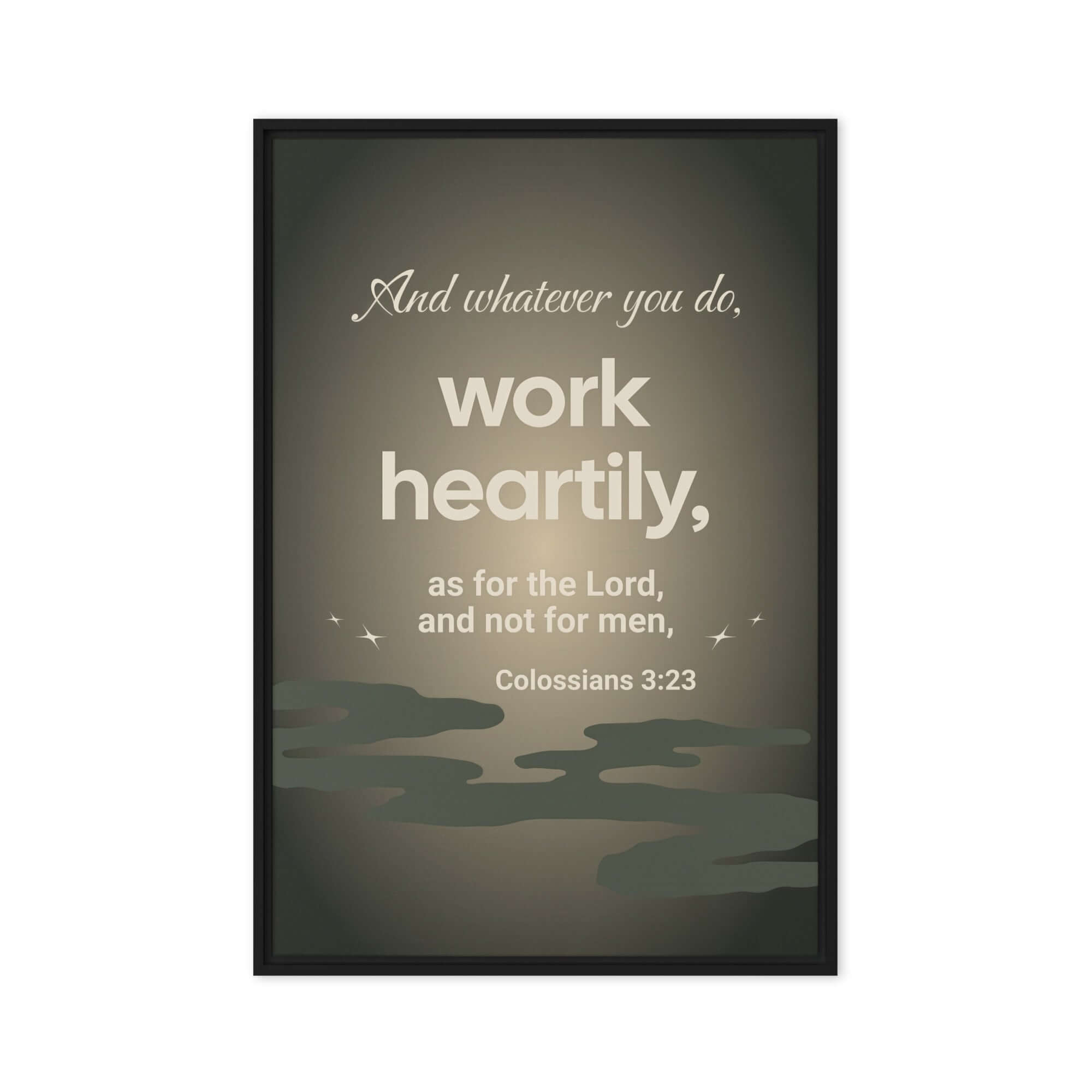 Colossians 3:23 Bible Verse, as for the Lord Framed Canvas Print Wall Art Black 24″×36″