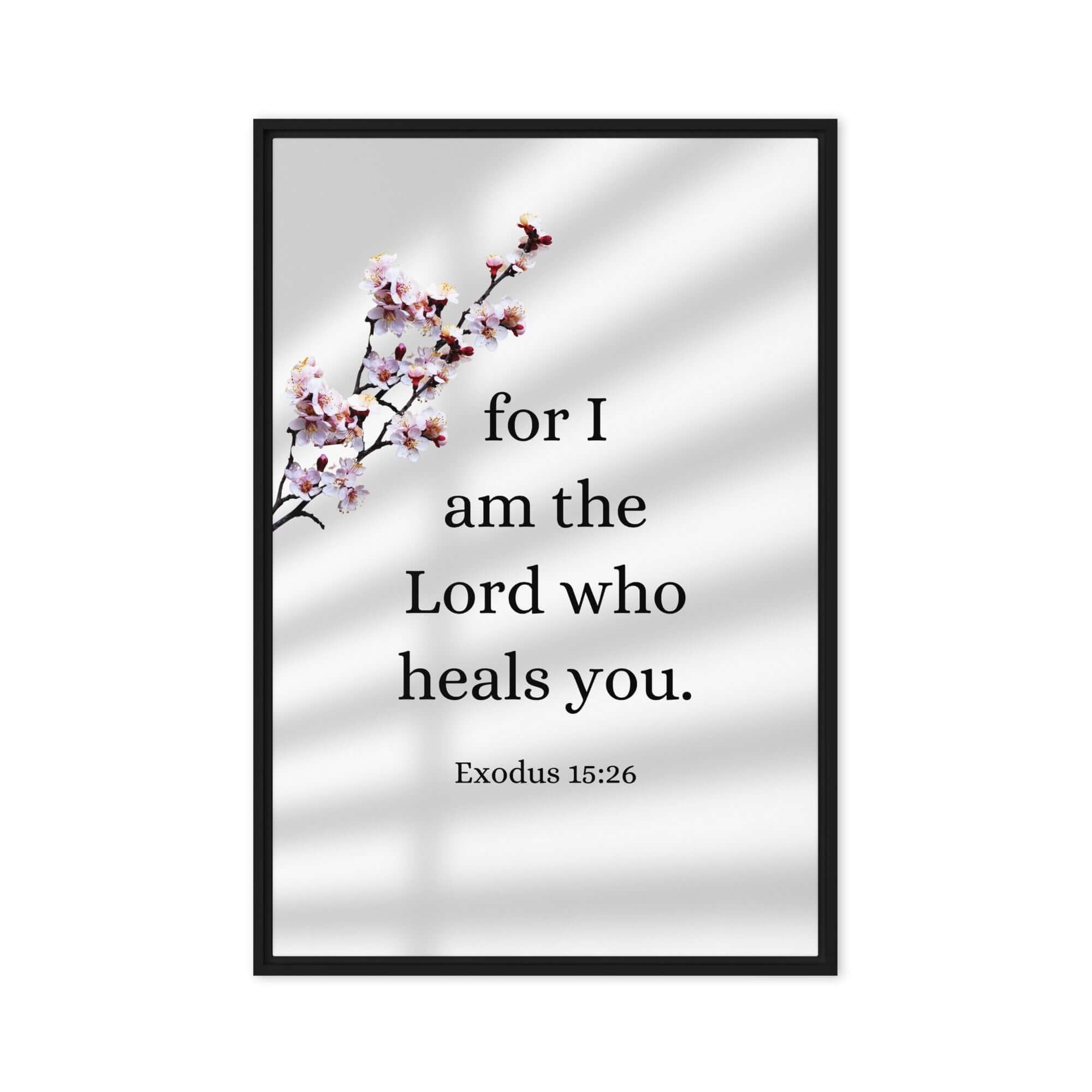 Exodus 15:26 Bible Verse, diligently listen Framed Canvas Print Wall Art Black 24″×36″