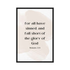 Romans 3:23 Bible Verse, fall short Framed Canvas Print Wall Art Black 24″×36″