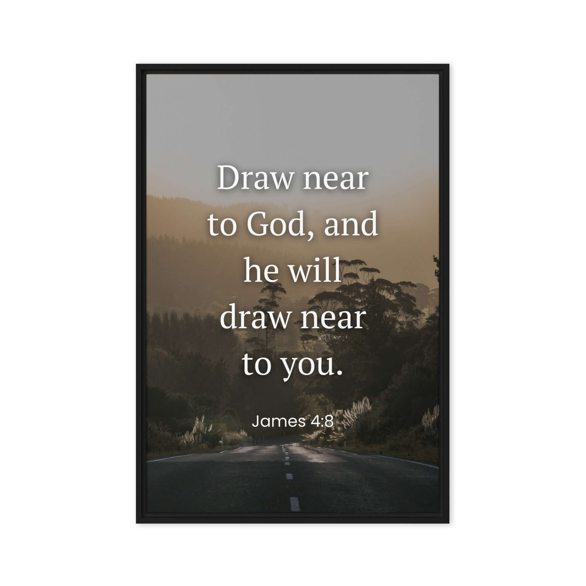 James 4:8 Bible Verse, Cleanse your Framed Canvas Print Wall Art Black 24″×36″